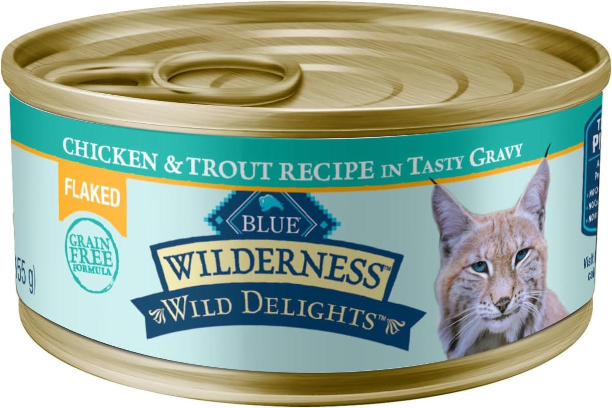 imageBlue Buffalo Wilderness High Protein Grain Free Natural Kitten Pate Wet Cat Food Chicken amp Salmon 3oz cans 48 Count 24 of Each FlavorChicken Trout