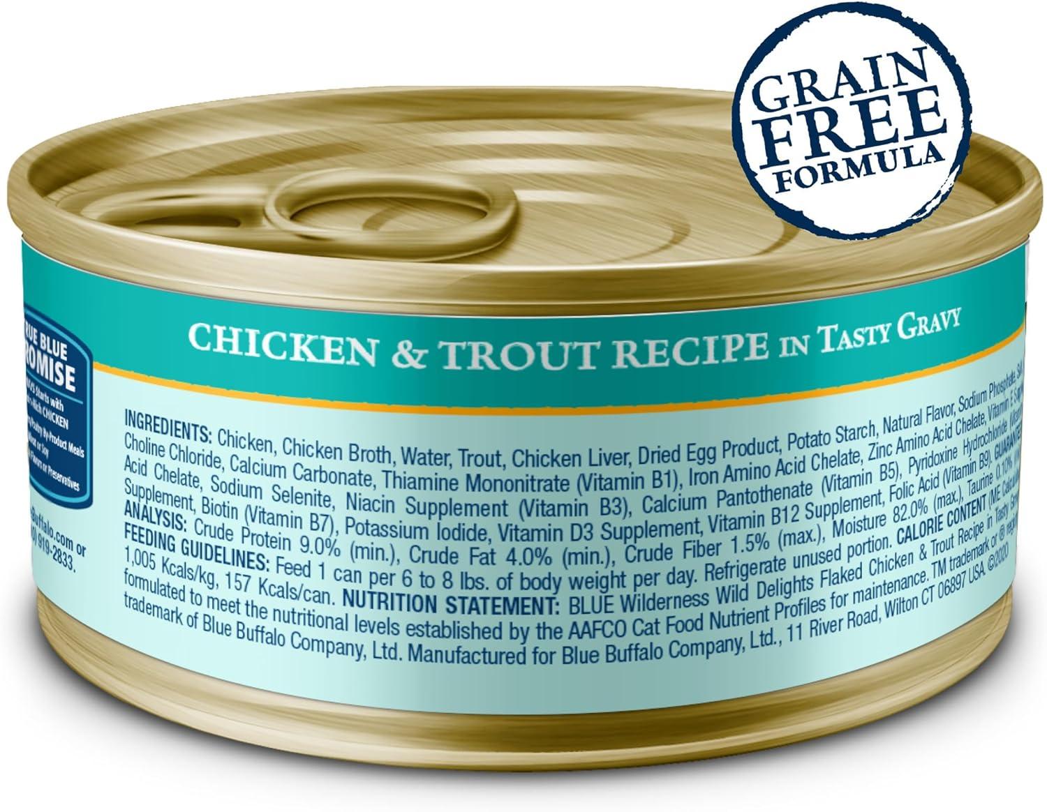 imageBlue Buffalo Wilderness High Protein Grain Free Natural Kitten Pate Wet Cat Food Chicken amp Salmon 3oz cans 48 Count 24 of Each FlavorChicken Trout