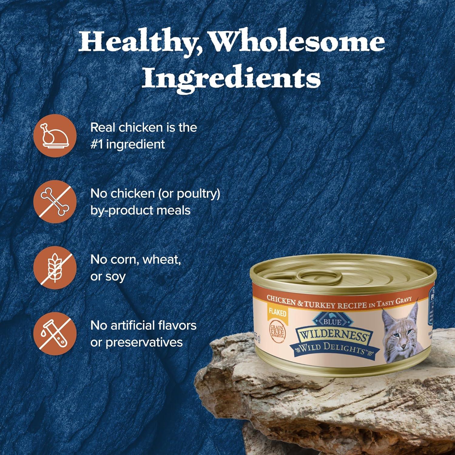 imageBlue Buffalo Wilderness High Protein Grain Free Natural Kitten Pate Wet Cat Food Chicken amp Salmon 3oz cans 48 Count 24 of Each FlavorChicken Turkey