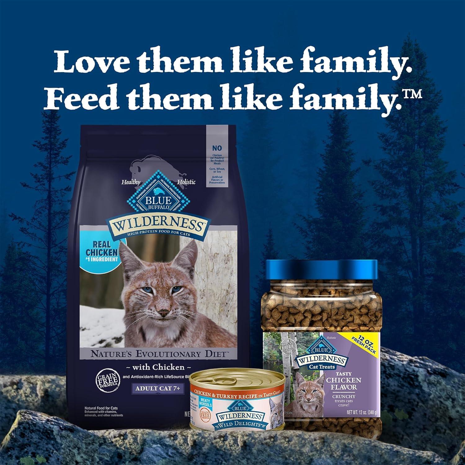 imageBlue Buffalo Wilderness High Protein Natural Mature Grain Free Cat Food Bundle Dry amp Wet Cat Food Chicken 5lb Dry 24 x 3oz CansChicken