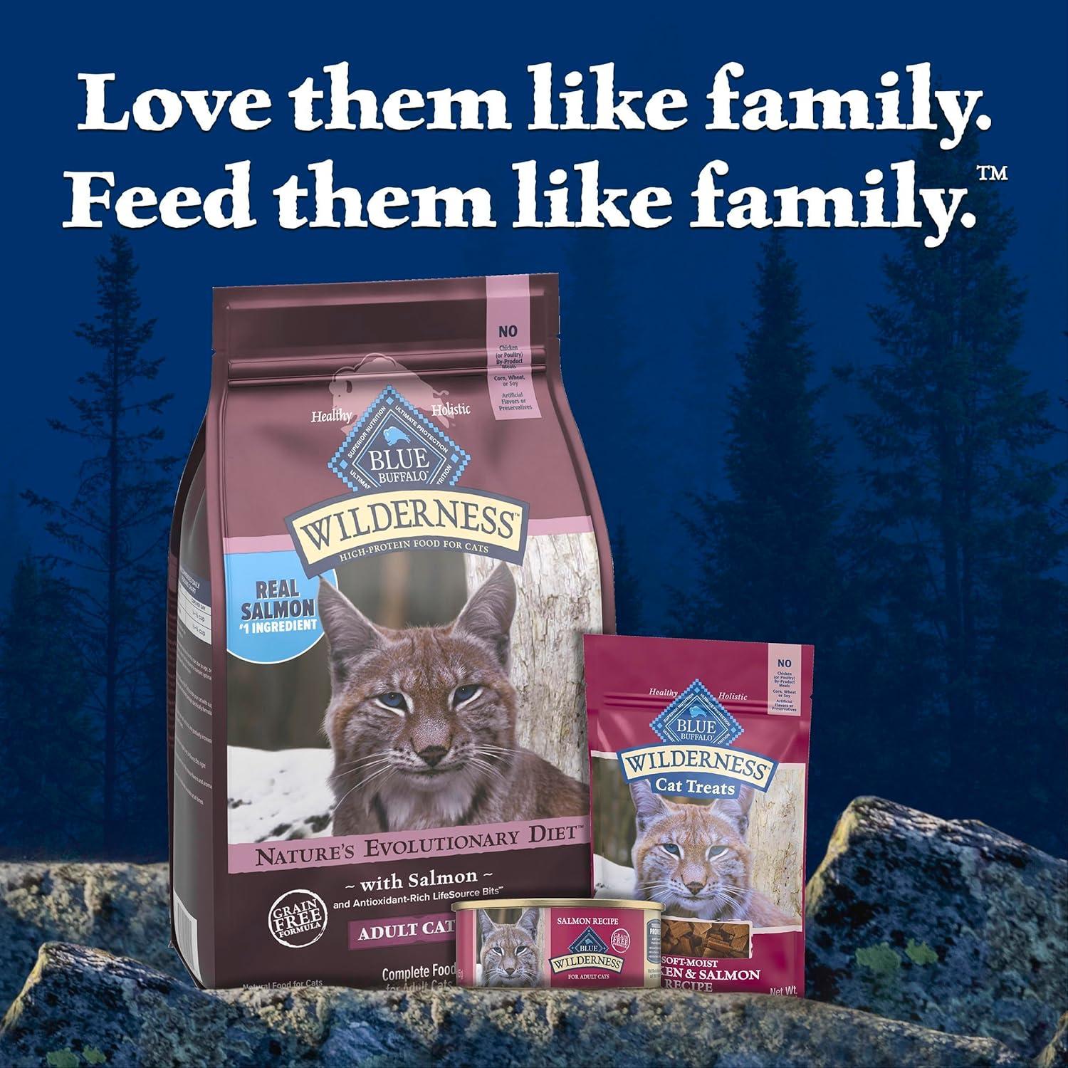 imageBlue Buffalo Wilderness High Protein Natural Mature Grain Free Cat Food Bundle Dry amp Wet Cat Food Chicken 5lb Dry 24 x 3oz CansSalmon