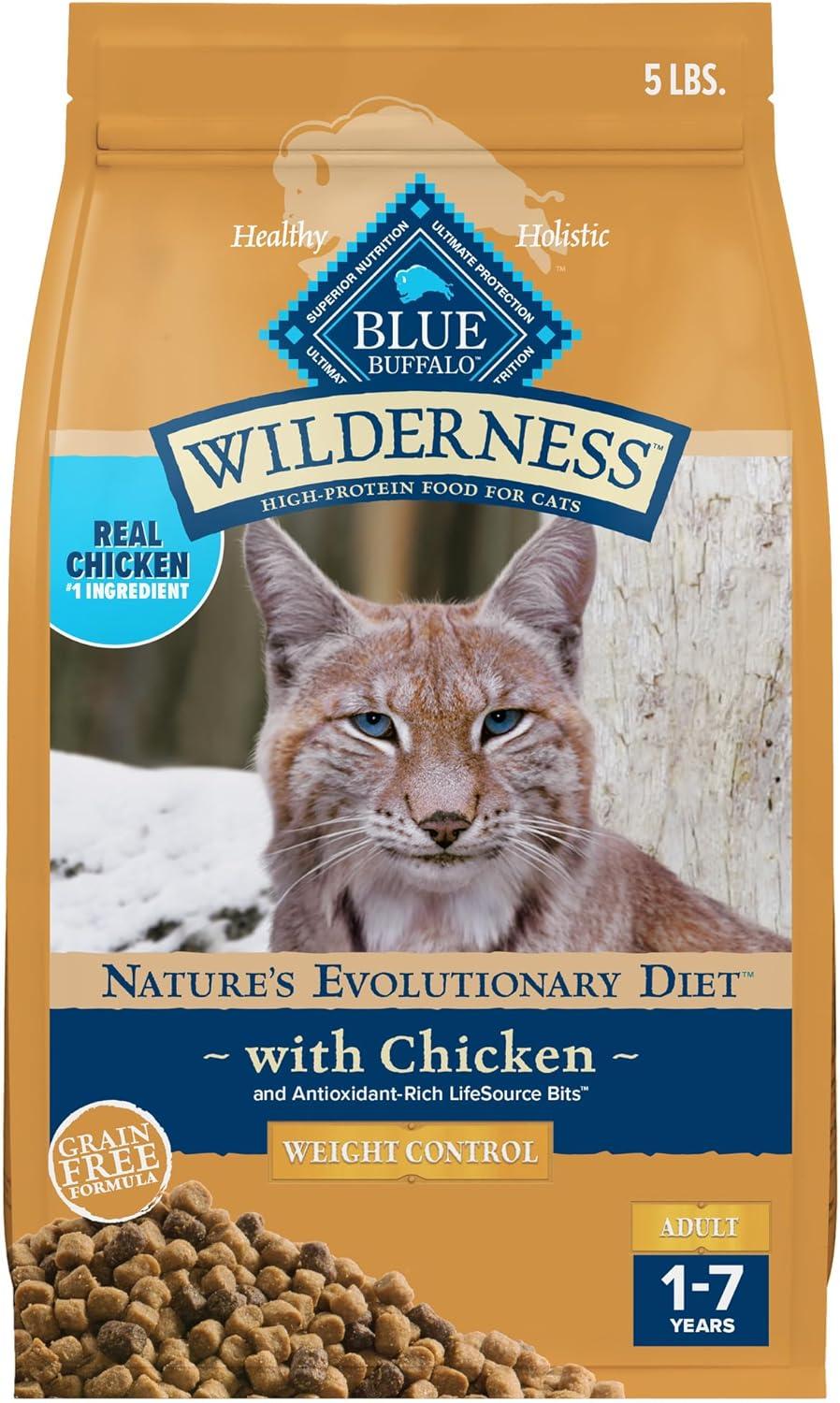 imageBlue Buffalo Wilderness HighProtein GrainFree Natural Dry Food for Adult Cats Weight Control Chicken 11lb BagChicken