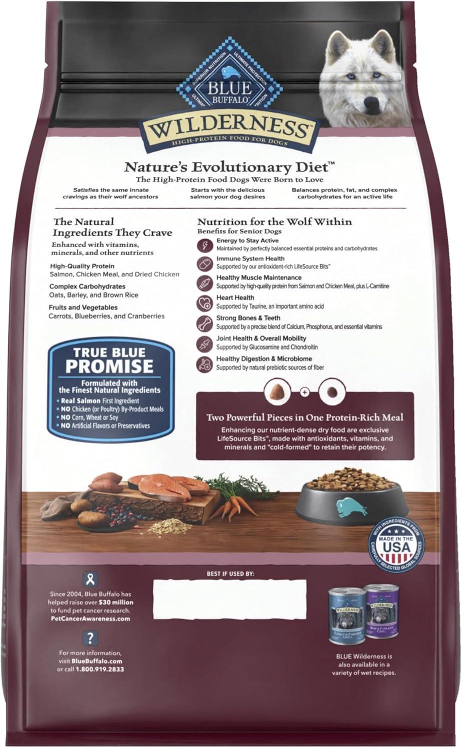 imageBlue Buffalo Wilderness HighProtein Natural Dry Food for Senior Dogs Salmon Recipe 24lb Bag45 Pound Pack of 1