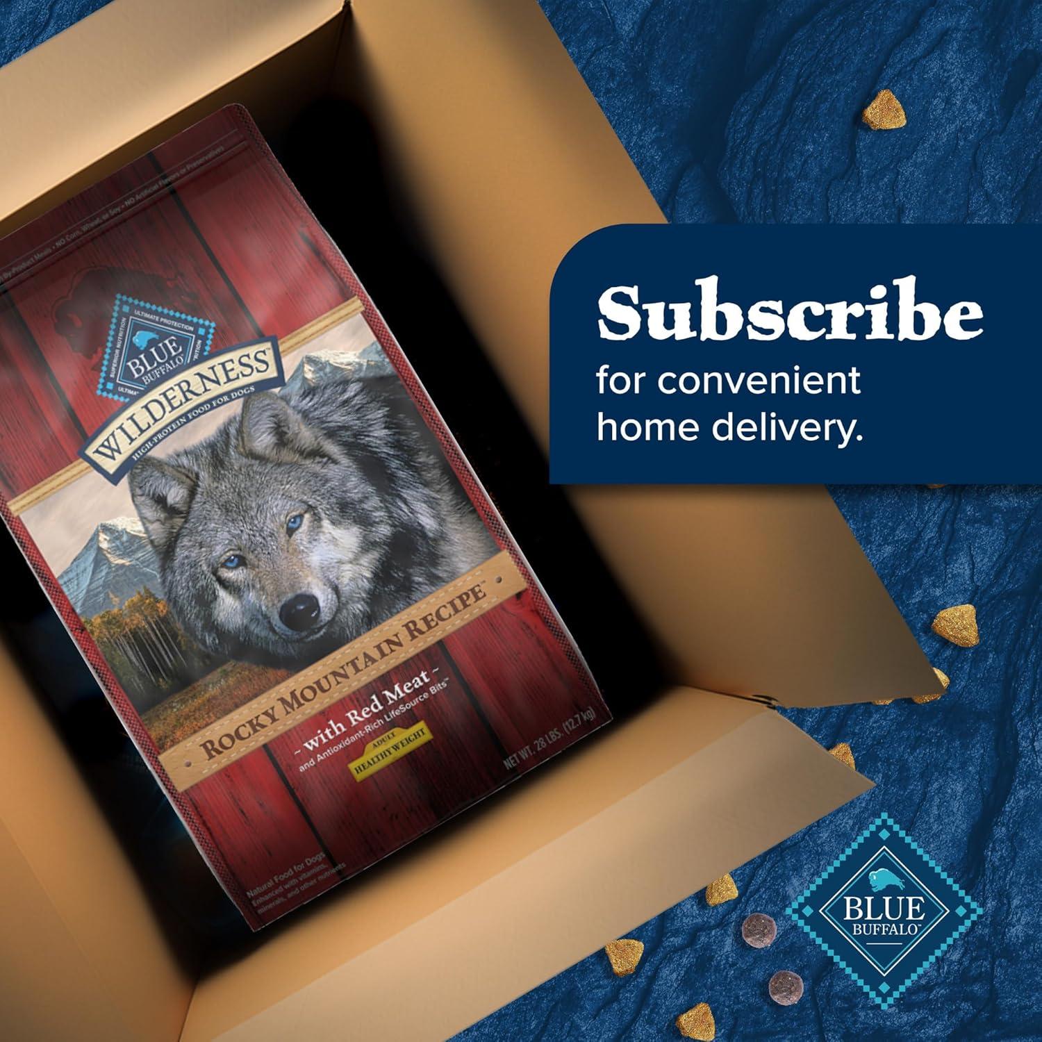 imageBlue Buffalo Wilderness HighProtein Rocky Mountain Recipe Healthy Weight Dry Food for Adult Dogs Red Meat 28lb BagRed Meat with Grain