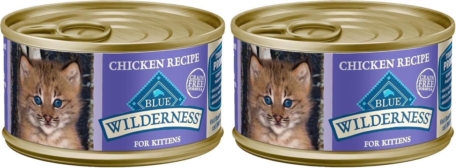 imageBlue Buffalo Wilderness Kitten Food HighProtein amp GrainFree Wet Cat Food Pat Variety Pack Chicken amp Salmon Recipes 3oz Cans 6 Count 3 of EachChicken