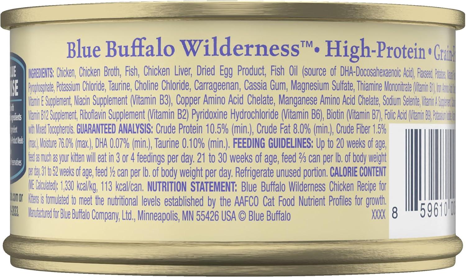 imageBlue Buffalo Wilderness Kitten Food HighProtein amp GrainFree Wet Cat Food Pat Variety Pack Chicken amp Salmon Recipes 3oz Cans 6 Count 3 of EachChicken