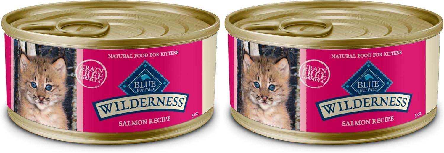 imageBlue Buffalo Wilderness Kitten Food HighProtein amp GrainFree Wet Cat Food Pat Variety Pack Chicken amp Salmon Recipes 3oz Cans 6 Count 3 of EachSalmon