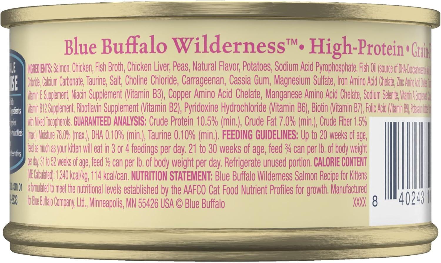 imageBlue Buffalo Wilderness Kitten Food HighProtein amp GrainFree Wet Cat Food Pat Variety Pack Chicken amp Salmon Recipes 3oz Cans 6 Count 3 of EachSalmon