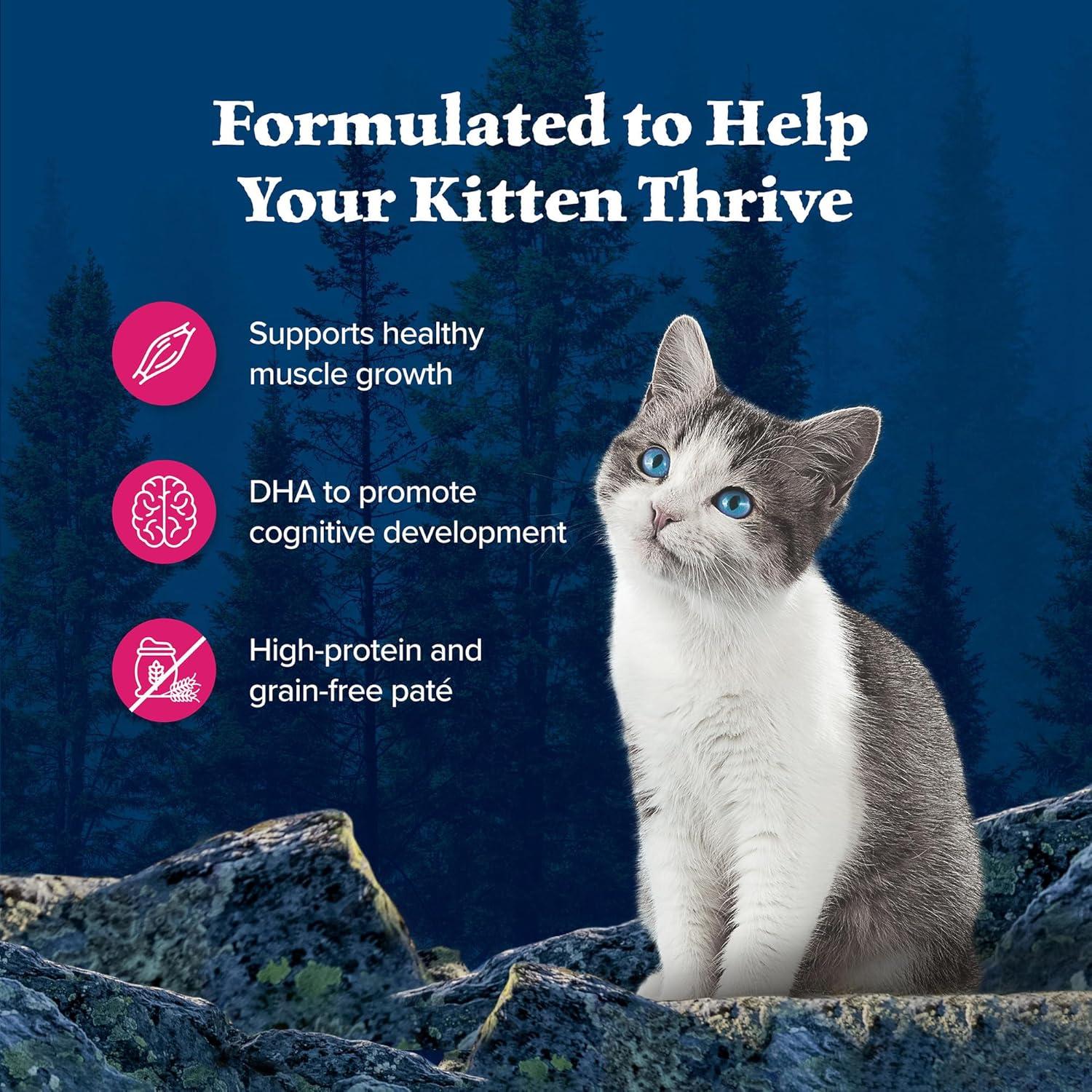 imageBlue Buffalo Wilderness Kitten Food HighProtein amp GrainFree Wet Cat Food Pat Variety Pack Chicken amp Salmon Recipes 3oz Cans 6 Count 3 of EachSalmon