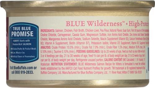 imageBlue Buffalo Wilderness Kitten Food HighProtein amp GrainFree Wet Cat Food Pat Variety Pack Chicken amp Salmon Recipes 3oz Cans 6 Count 3 of EachSalmon