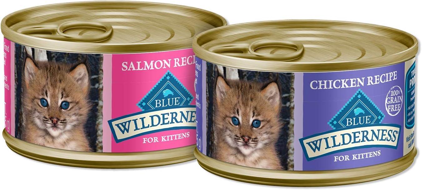 imageBlue Buffalo Wilderness Kitten Food HighProtein amp GrainFree Wet Cat Food Pat Variety Pack Chicken amp Salmon Recipes 3oz Cans 6 Count 3 of EachVariety Pack Chicken Salmon