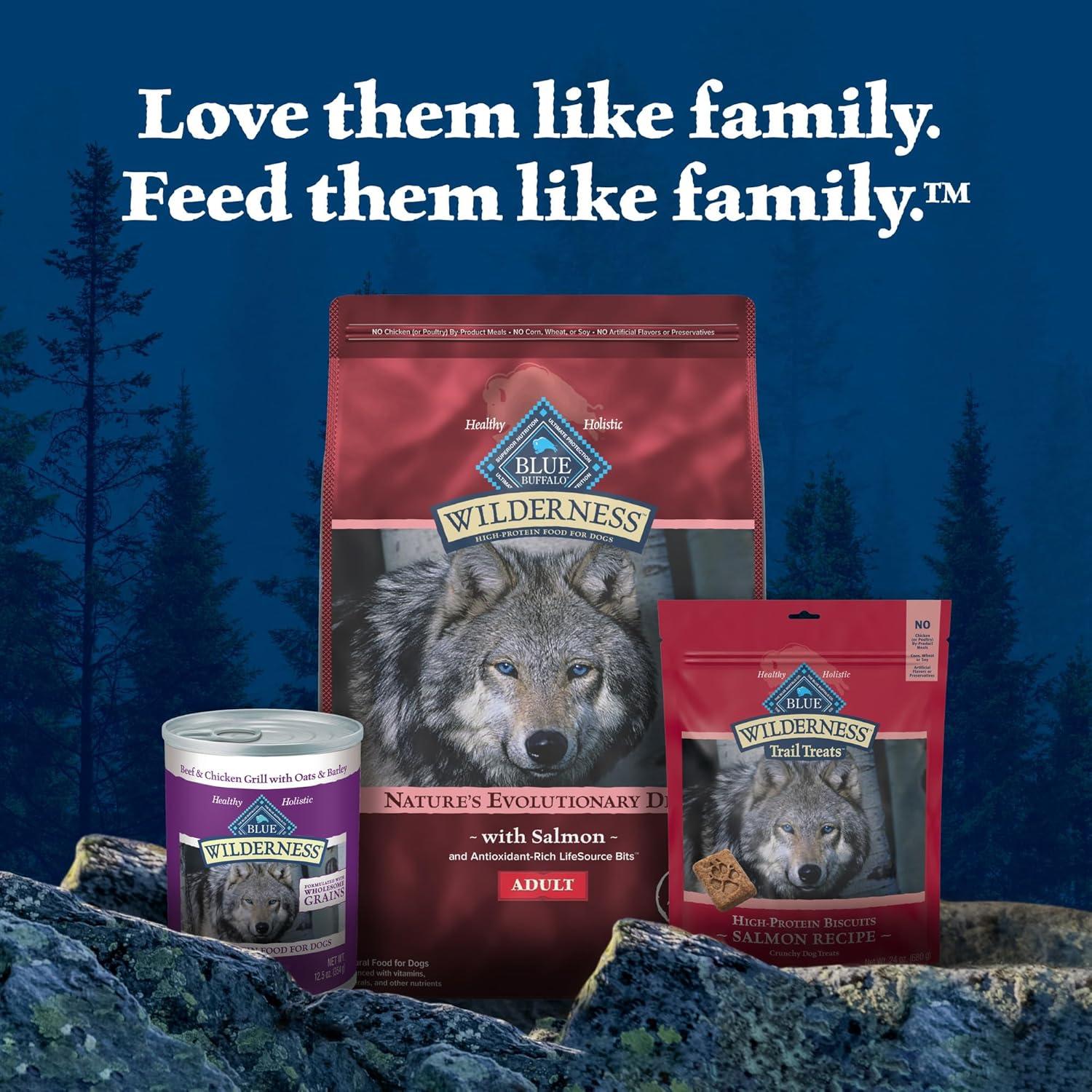imageBlue Buffalo Wilderness Natural HighProtein Dry Food for Adult Dogs with Wholesome Grains Salmon 24lb Bag