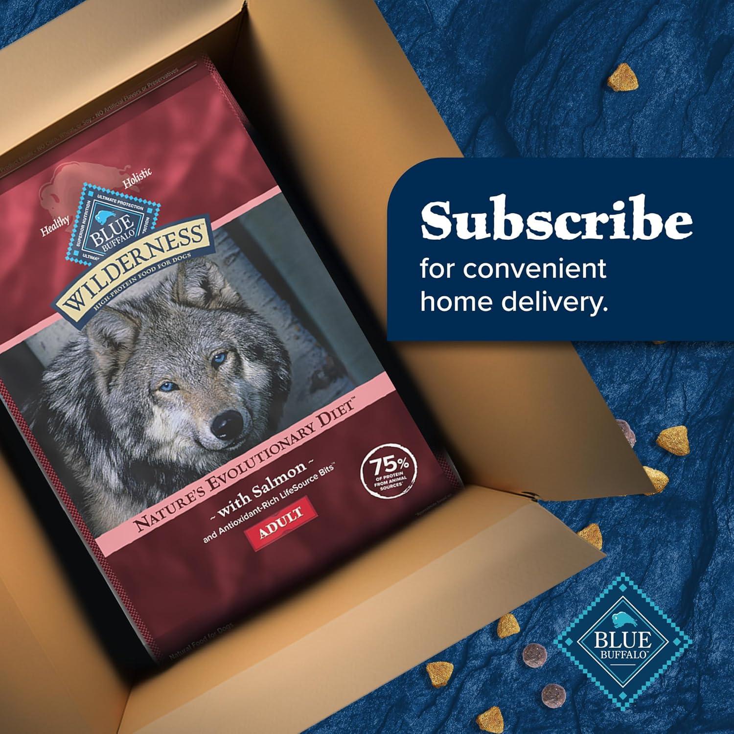 imageBlue Buffalo Wilderness Natural HighProtein Dry Food for Adult Dogs with Wholesome Grains Salmon 24lb Bag