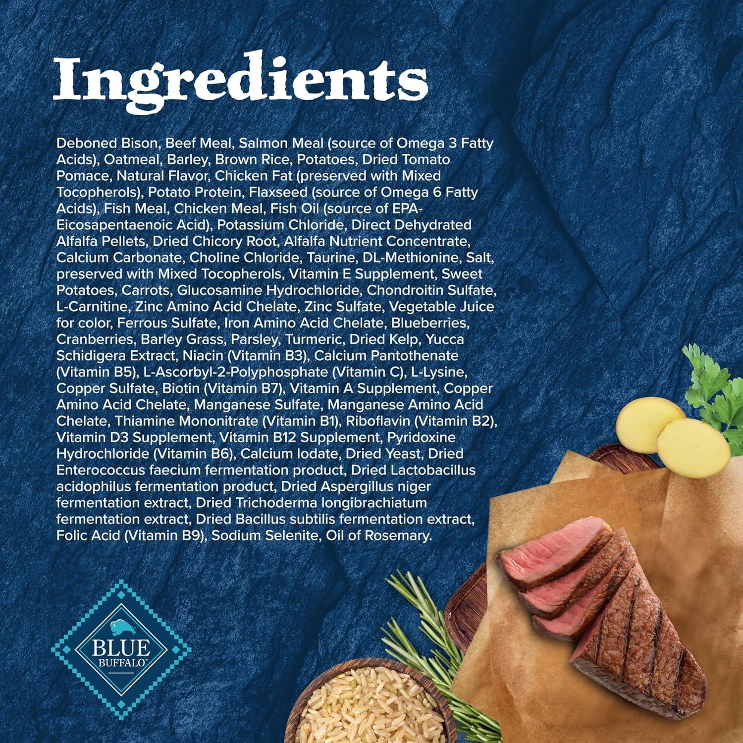 imageBlue Buffalo Wilderness Natural HighProtein Dry Food for Adult Dogs with Wholesome Grains Salmon 28lb BagBison