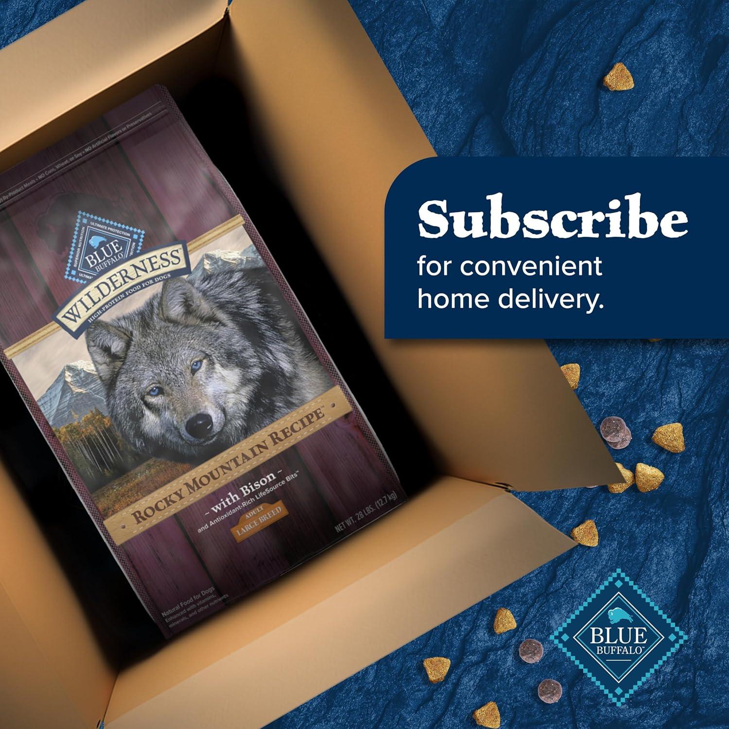 imageBlue Buffalo Wilderness Natural HighProtein Dry Food for Adult Dogs with Wholesome Grains Salmon 28lb BagBison