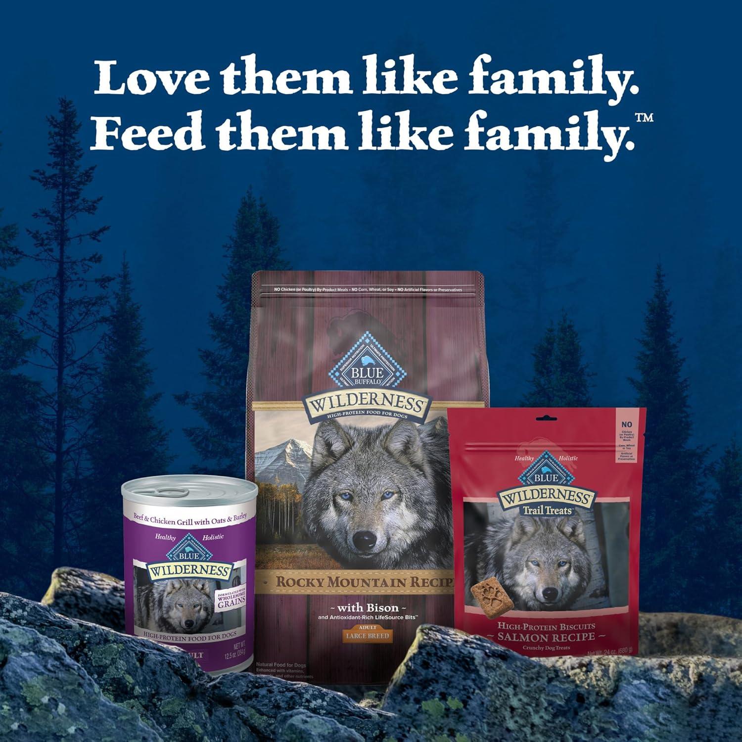 imageBlue Buffalo Wilderness Natural HighProtein Dry Food for Adult Dogs with Wholesome Grains Salmon 28lb BagBison