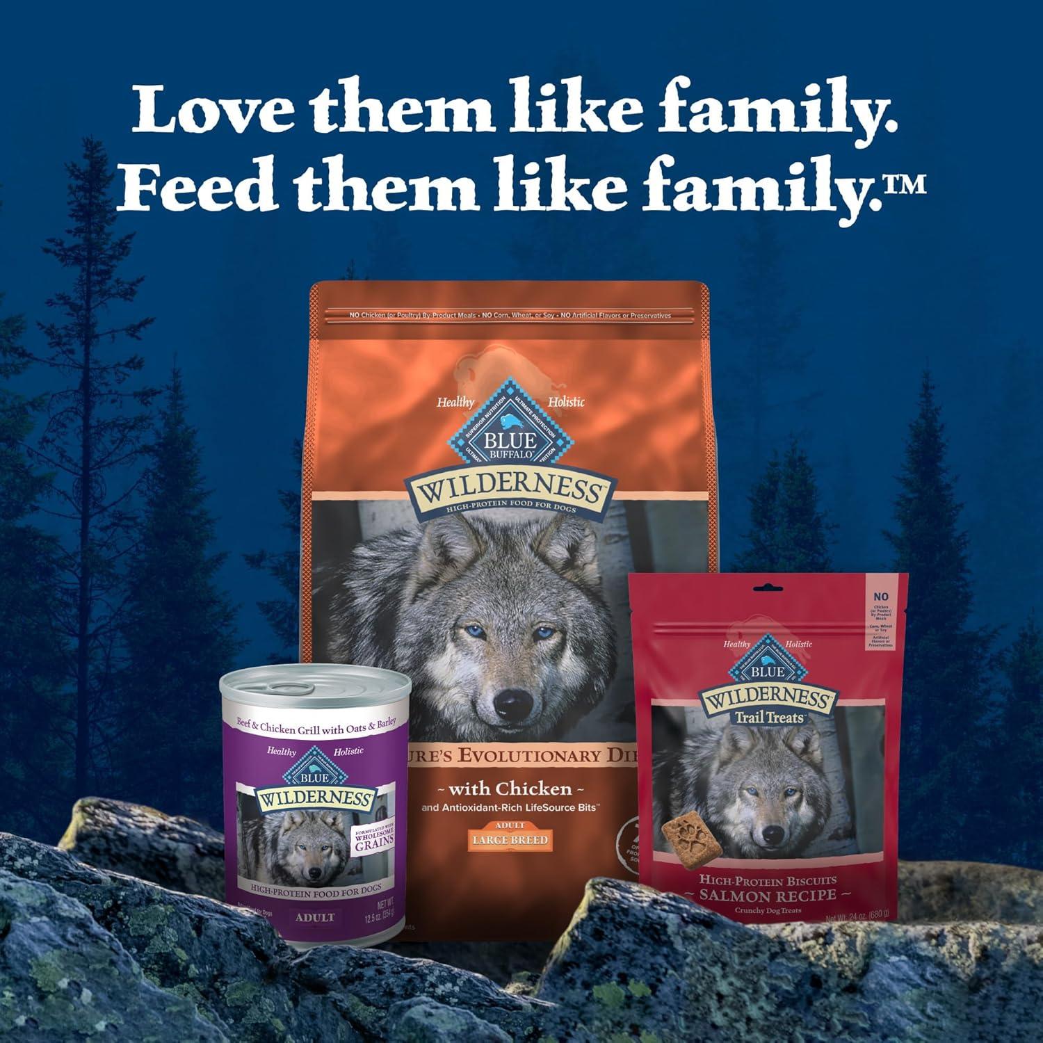 imageBlue Buffalo Wilderness Natural HighProtein Dry Food for Adult Dogs with Wholesome Grains Salmon 28lb BagChicken