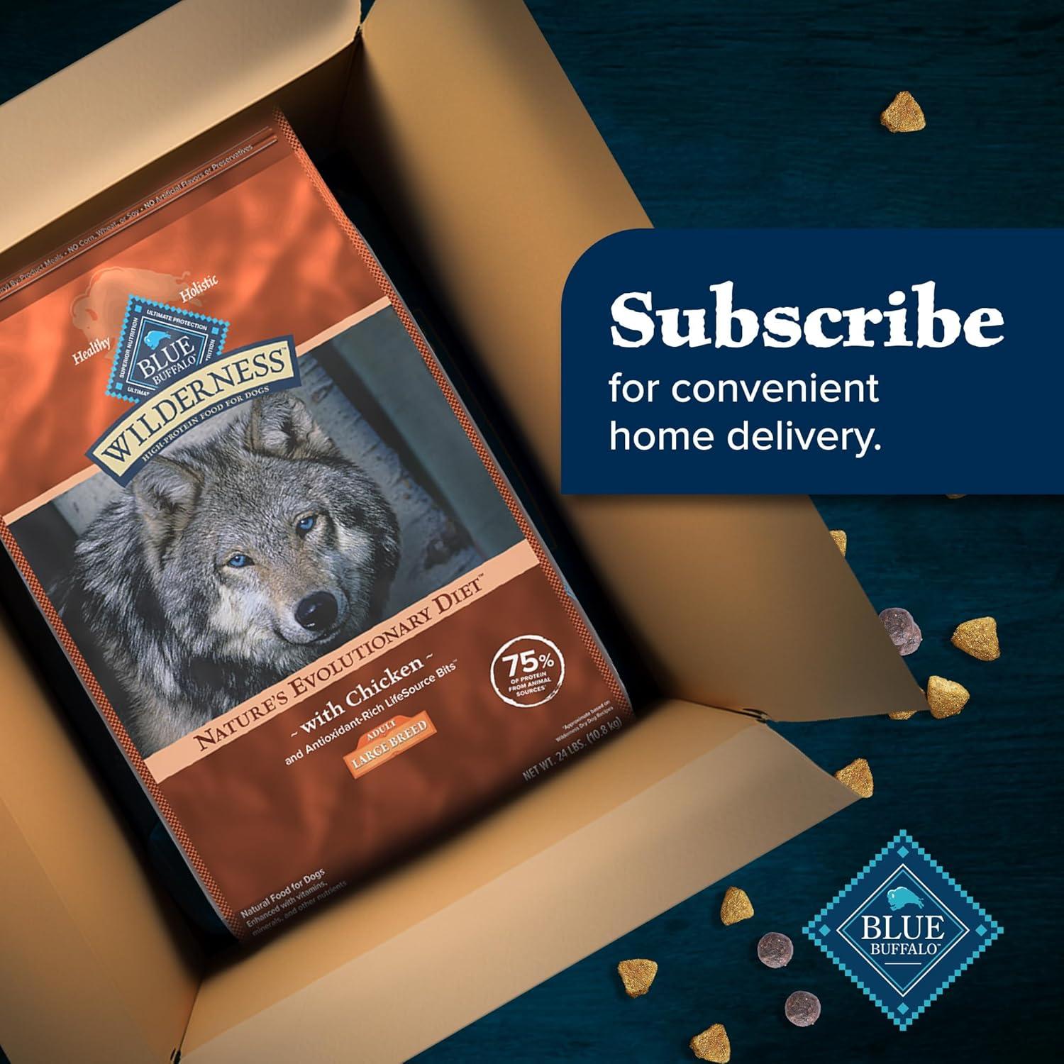 imageBlue Buffalo Wilderness Natural HighProtein Dry Food for Adult Dogs with Wholesome Grains Salmon 28lb BagChicken