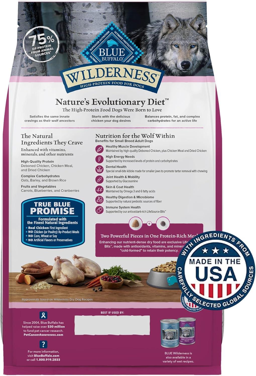 imageBlue Buffalo Wilderness Natural HighProtein Dry Food for Small Breed Adult Dogs Chicken Recipe 13lb Bag13 Pound Pack of 1