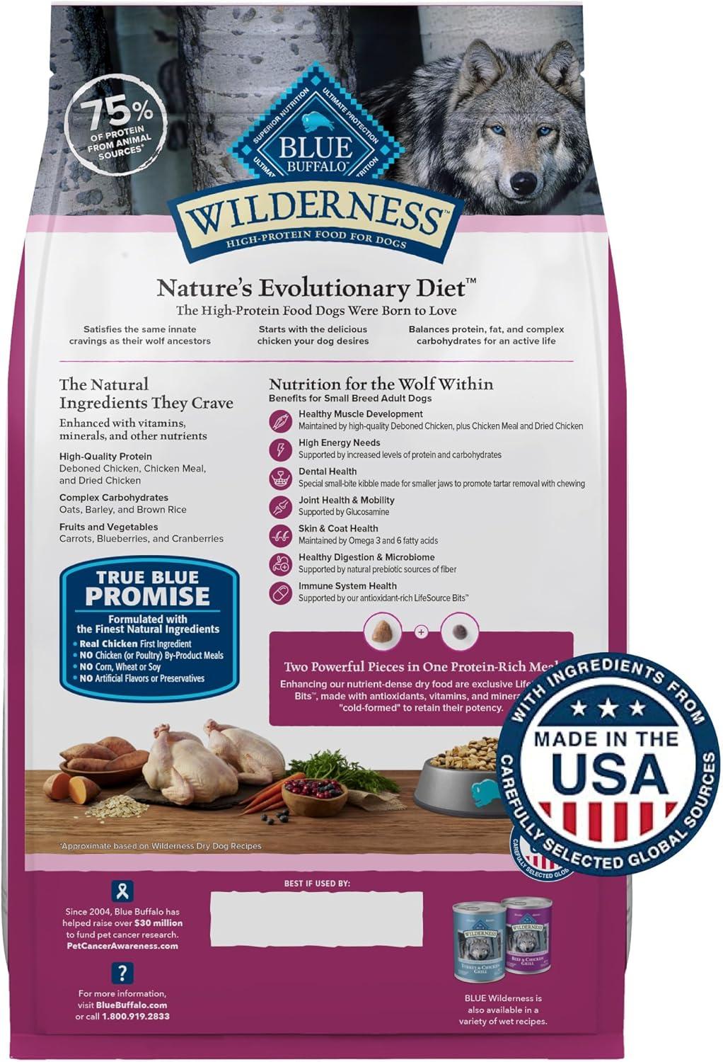 imageBlue Buffalo Wilderness Natural HighProtein Dry Food for Small Breed Adult Dogs Chicken Recipe 13lb Bag45 Pound Pack of 1
