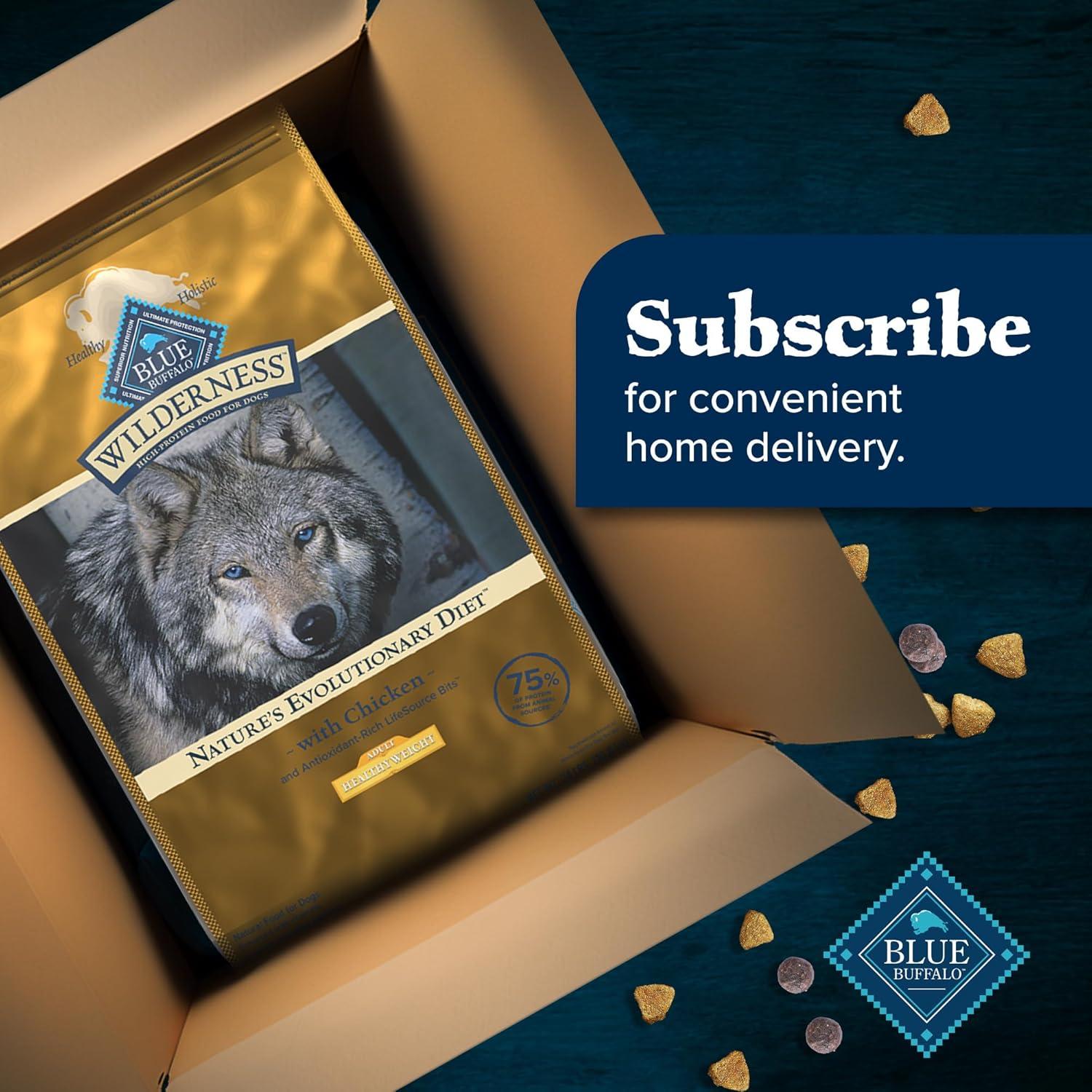 imageBlue Buffalo Wilderness Natural HighProtein Healthy Weight Dry Food for Adult Dogs Chicken Recipe 28lb BagChicken plus Wholesome Grains