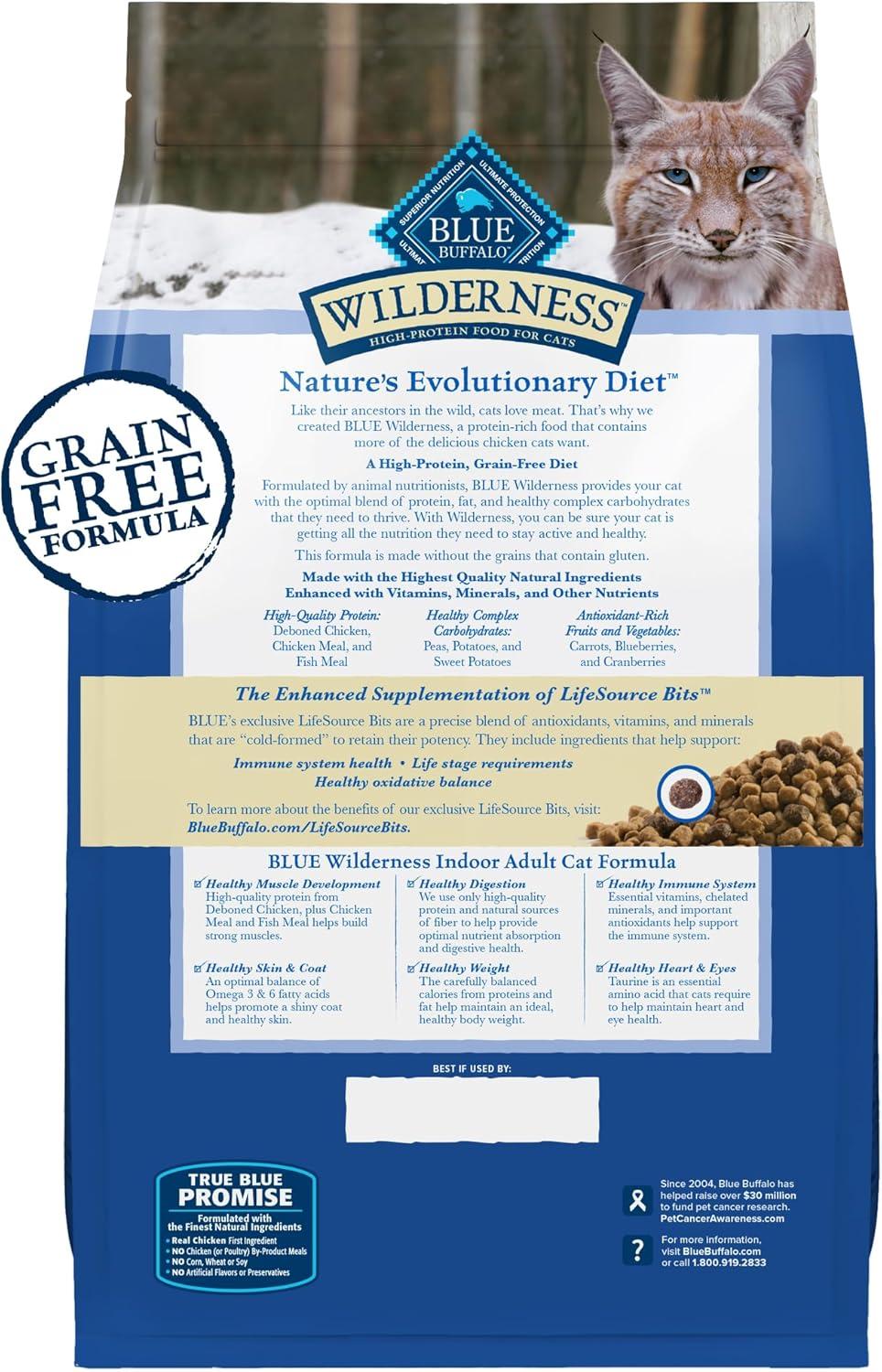 imageBlue Buffalo Wilderness Natures Evolutionary Diet HighProtein GrainFree Natural Dry Food for Adult Cats Chicken 11lb BagChicken