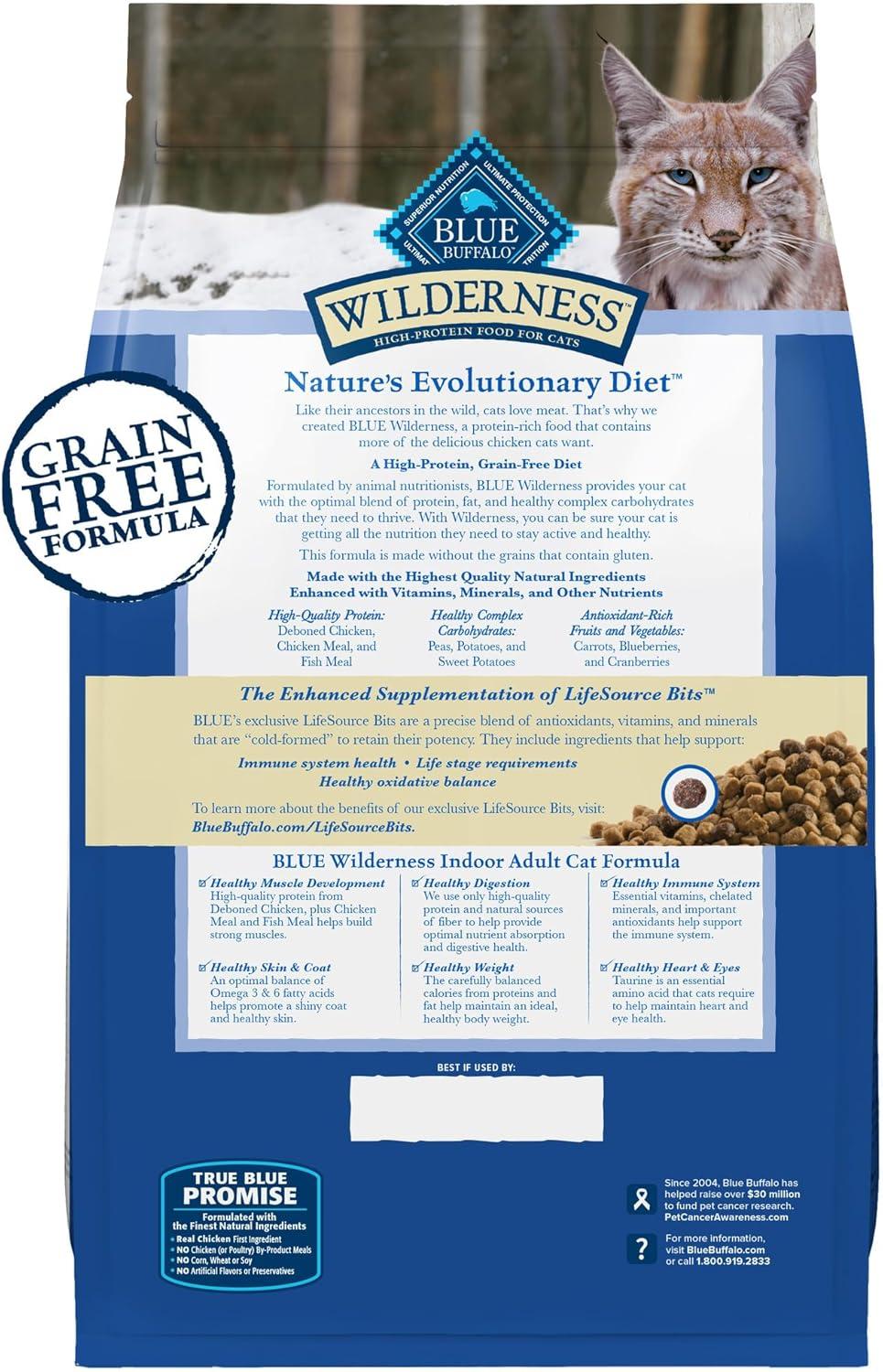 imageBlue Buffalo Wilderness Natures Evolutionary Diet HighProtein GrainFree Natural Dry Food for Adult Cats Chicken 11lb BagChicken