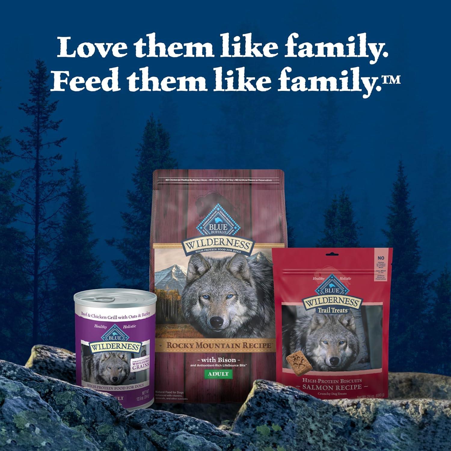 imageBlue Buffalo Wilderness Rocky Mountain Recipe HighProtein Adult Dry Dog Food Made in the USA with Natural Ingredients Plus Wholesome Grains Red Meat 28lb BagBison with Grain