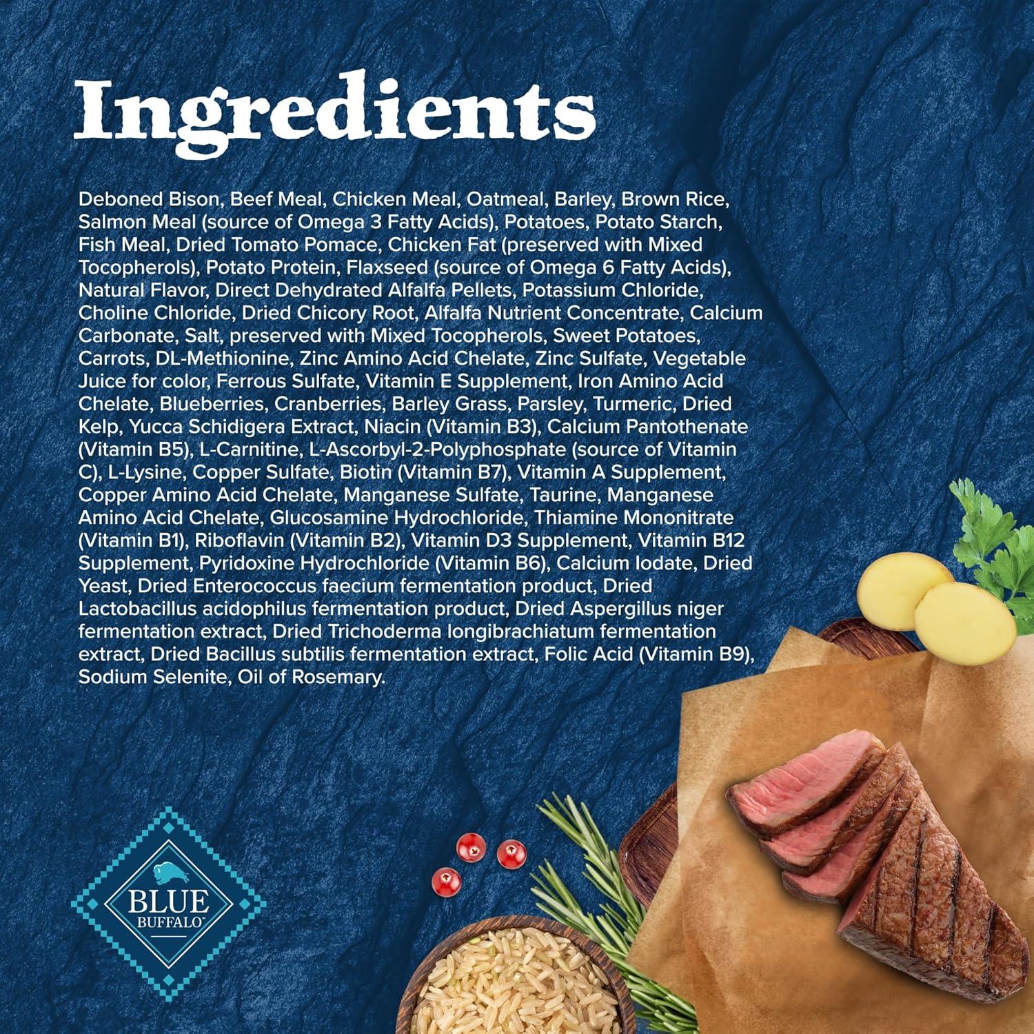 imageBlue Buffalo Wilderness Rocky Mountain Recipe HighProtein Adult Dry Dog Food Made in the USA with Natural Ingredients Plus Wholesome Grains Red Meat 28lb BagBison with Grain