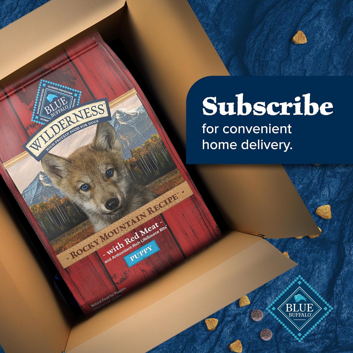 imageBlue Buffalo Wilderness Rocky Mountain Recipe HighProtein Dry Puppy Food with DHA Made in the USA with Natural Ingredients Plus Wholesome Grains Red Meat 45lb BagRed Meat with Grain