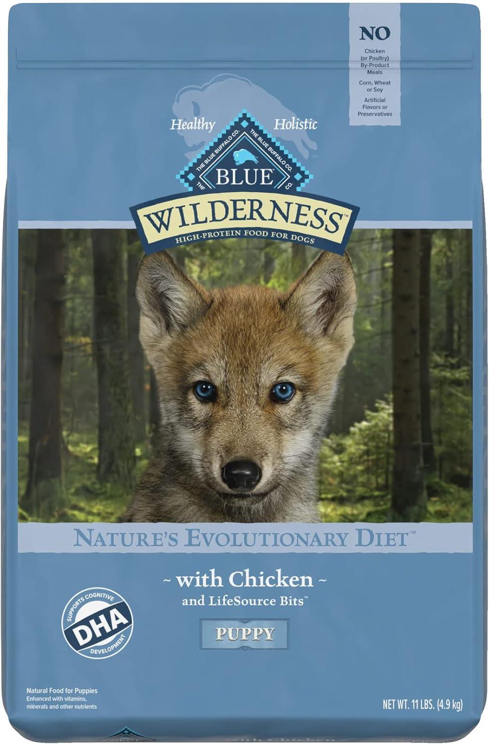imageBlue Buffalo Wilderness Rocky Mountain Recipe HighProtein Dry Puppy Food with DHA Made in the USA with Natural Ingredients Plus Wholesome Grains Red Meat 45lb BagChicken Grain Free