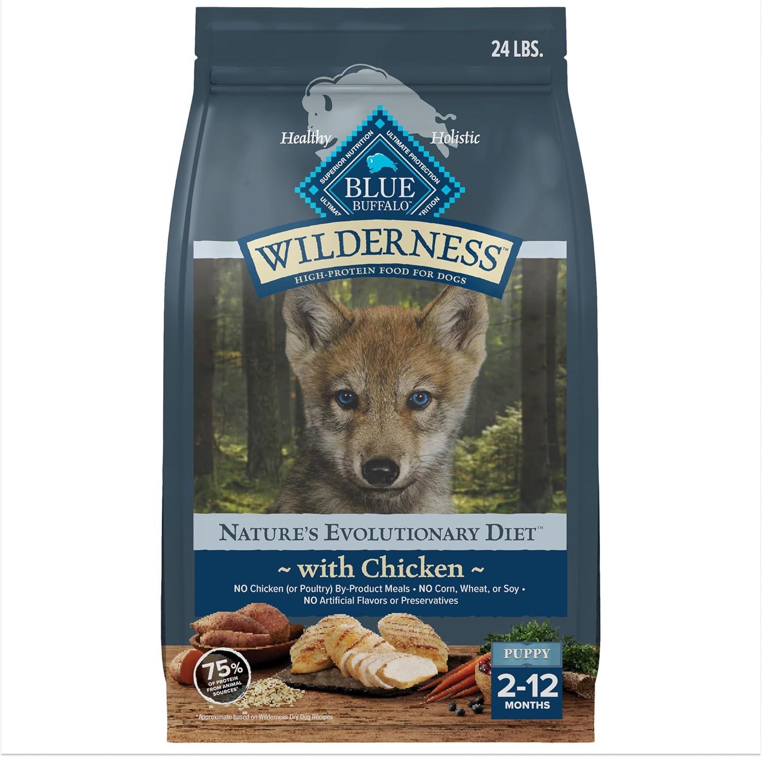 imageBlue Buffalo Wilderness Rocky Mountain Recipe HighProtein Dry Puppy Food with DHA Made in the USA with Natural Ingredients Plus Wholesome Grains Red Meat 45lb BagChicken plus Wholesome Grains