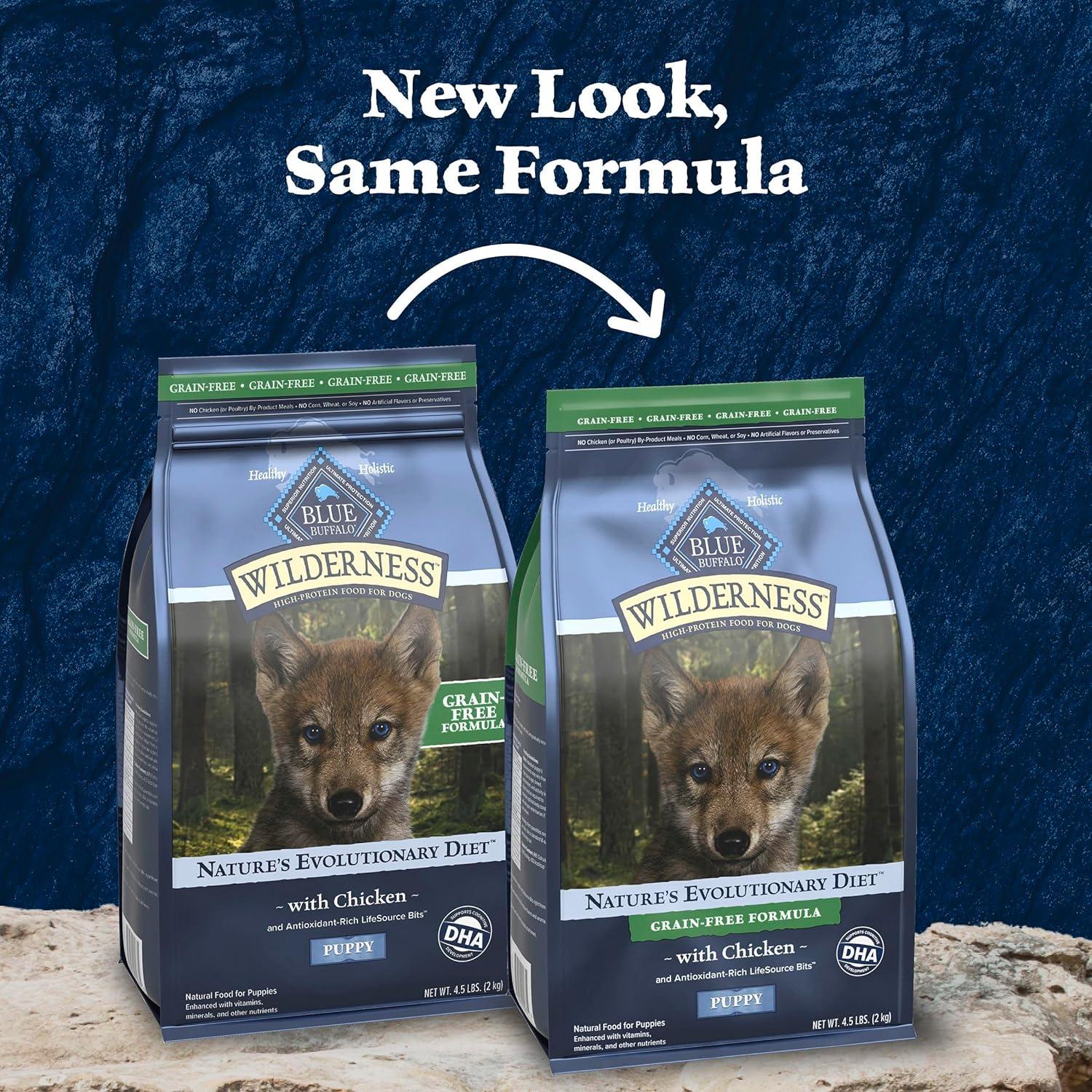 imageBlue Buffalo Wilderness Rocky Mountain Recipe HighProtein Dry Puppy Food with DHA Made in the USA with Natural Ingredients Plus Wholesome Grains Red Meat 45lb BagChicken Grain Free