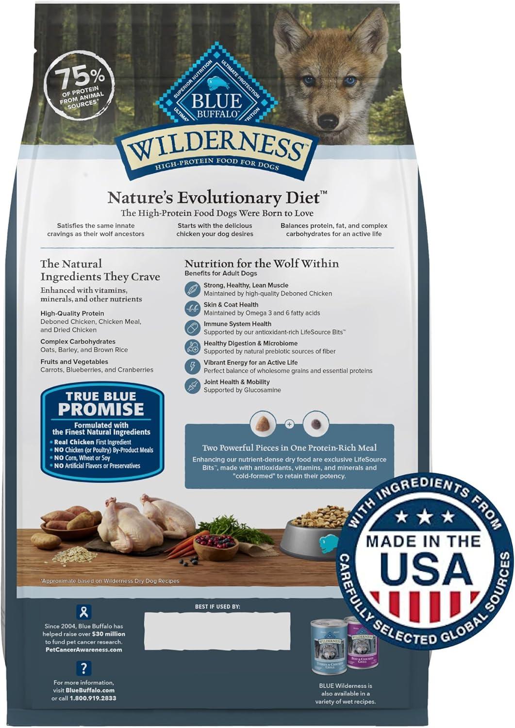 imageBlue Buffalo Wilderness Rocky Mountain Recipe HighProtein Dry Puppy Food with DHA Made in the USA with Natural Ingredients Plus Wholesome Grains Red Meat 45lb BagChicken plus Wholesome Grains