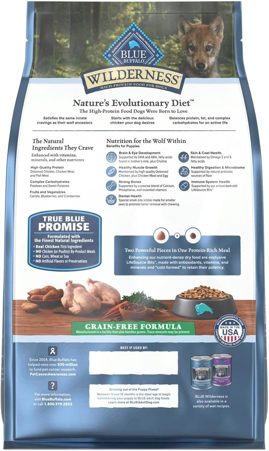 imageBlue Buffalo Wilderness Rocky Mountain Recipe HighProtein Dry Puppy Food with DHA Made in the USA with Natural Ingredients Plus Wholesome Grains Red Meat 45lb BagChicken Grain Free