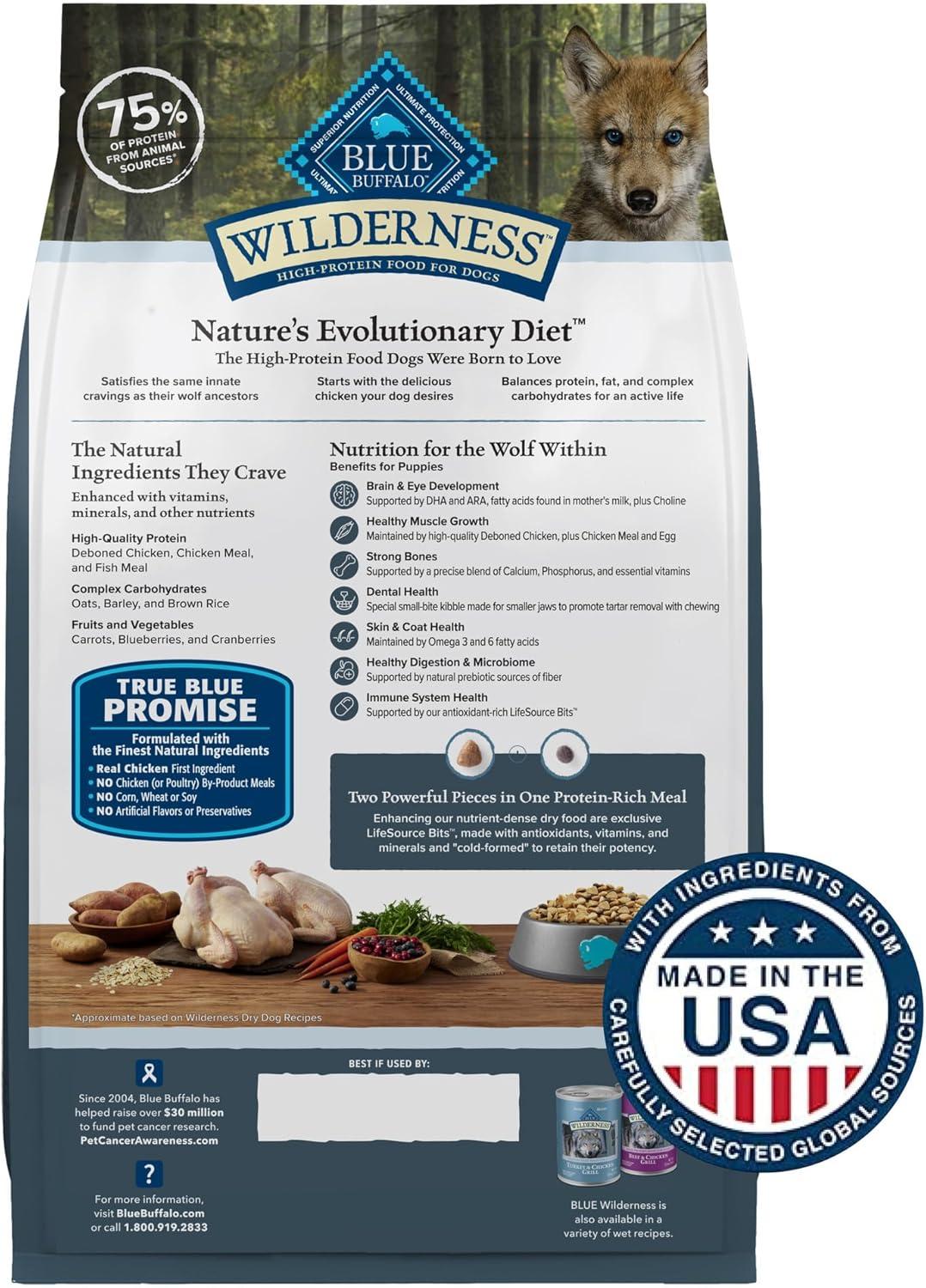 imageBlue Buffalo Wilderness Rocky Mountain Recipe HighProtein Dry Puppy Food with DHA Made in the USA with Natural Ingredients Plus Wholesome Grains Red Meat 45lb BagChicken plus Wholesome Grains