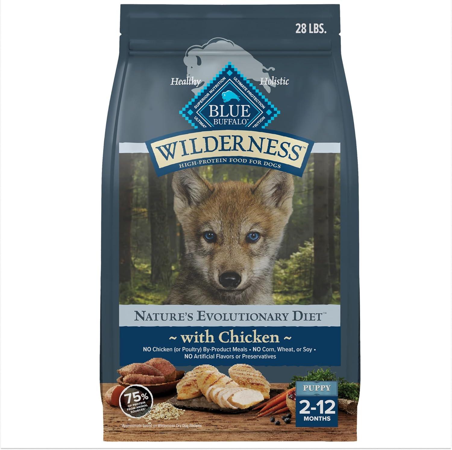 imageBlue Buffalo Wilderness Rocky Mountain Recipe HighProtein Dry Puppy Food with DHA Made in the USA with Natural Ingredients Plus Wholesome Grains Red Meat 45lb BagChicken plus Wholesome Grains