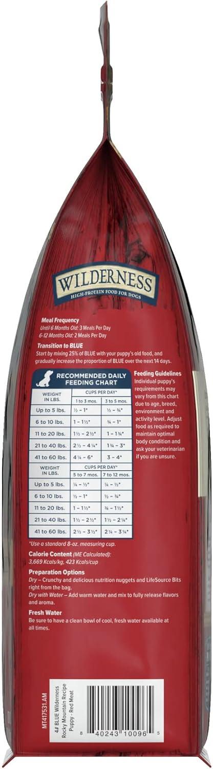 imageBlue Buffalo Wilderness Rocky Mountain Recipe HighProtein Dry Puppy Food with DHA Made in the USA with Natural Ingredients Plus Wholesome Grains Red Meat 45lb BagRed Meat ChickenFree