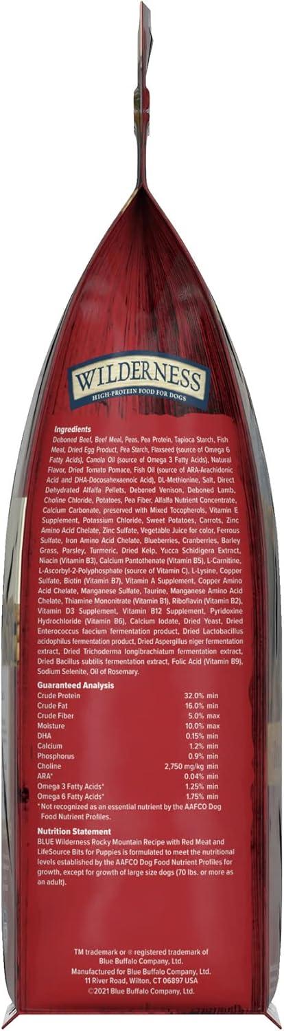 imageBlue Buffalo Wilderness Rocky Mountain Recipe HighProtein Dry Puppy Food with DHA Made in the USA with Natural Ingredients Plus Wholesome Grains Red Meat 45lb BagRed Meat ChickenFree