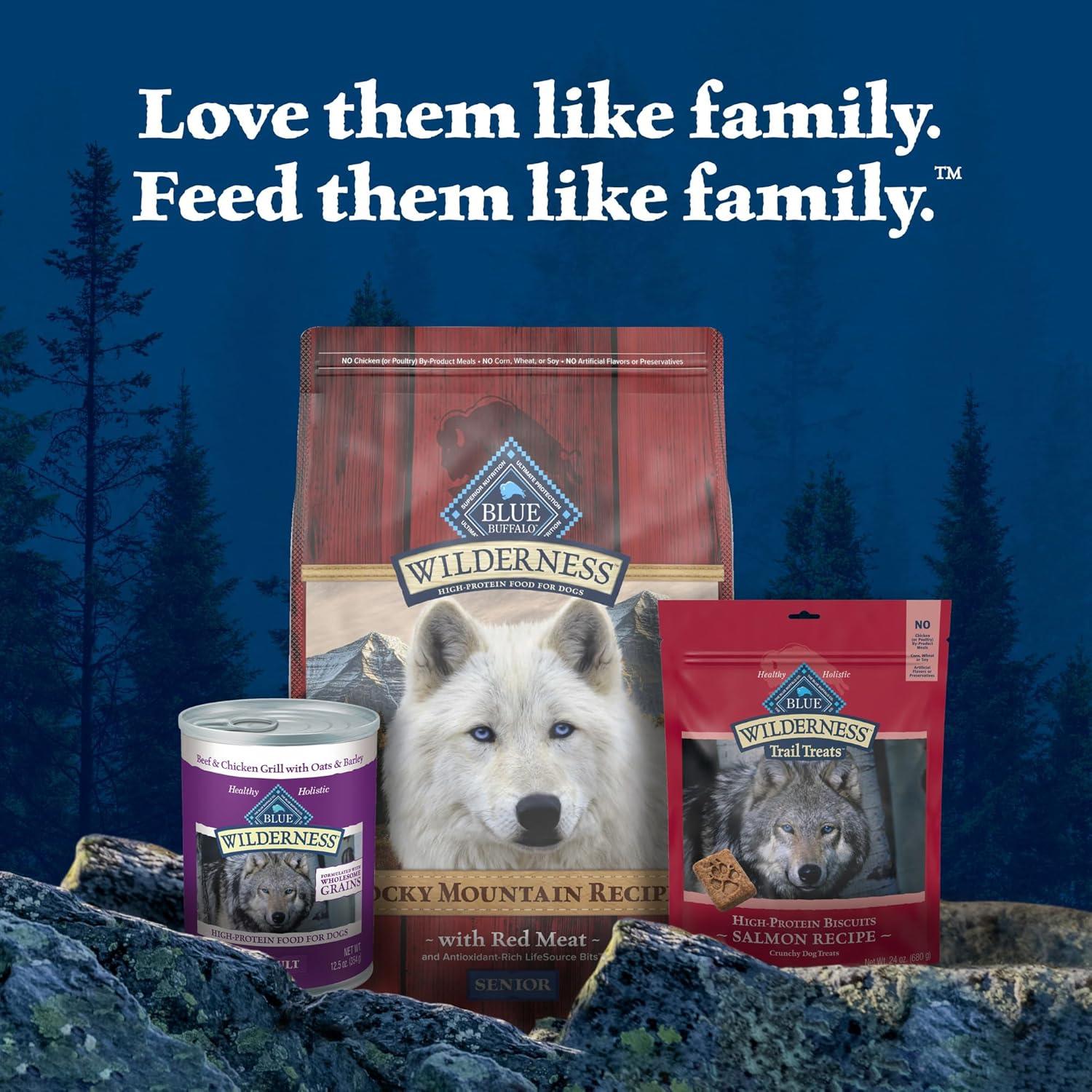 imageBlue Buffalo Wilderness Rocky Mountain Recipe HighProtein Senior Dry Dog Food Made in The USA with Natural Ingredients Plus Wholesome Grains Red Meat 22lb BagRed Meat with Grain