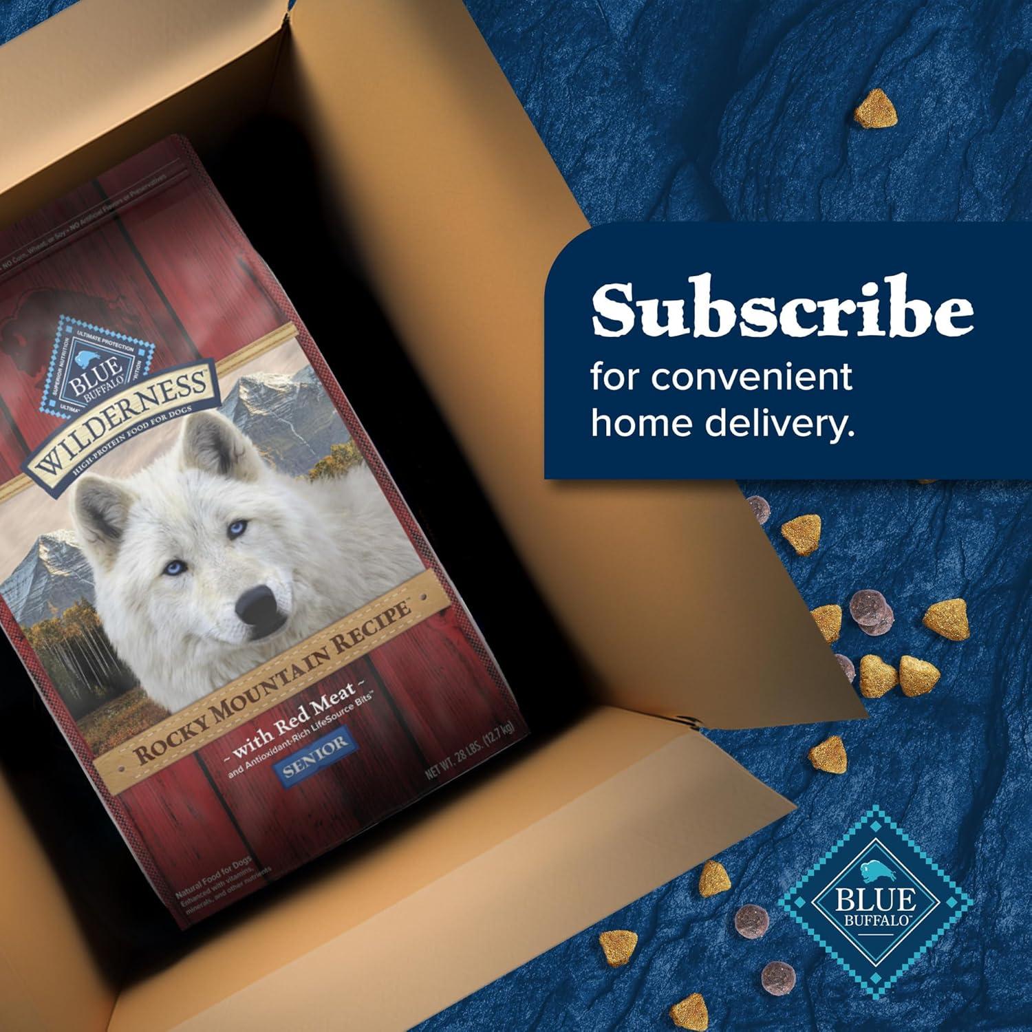 imageBlue Buffalo Wilderness Rocky Mountain Recipe HighProtein Senior Dry Dog Food Made in The USA with Natural Ingredients Plus Wholesome Grains Red Meat 22lb BagRed Meat with Grain