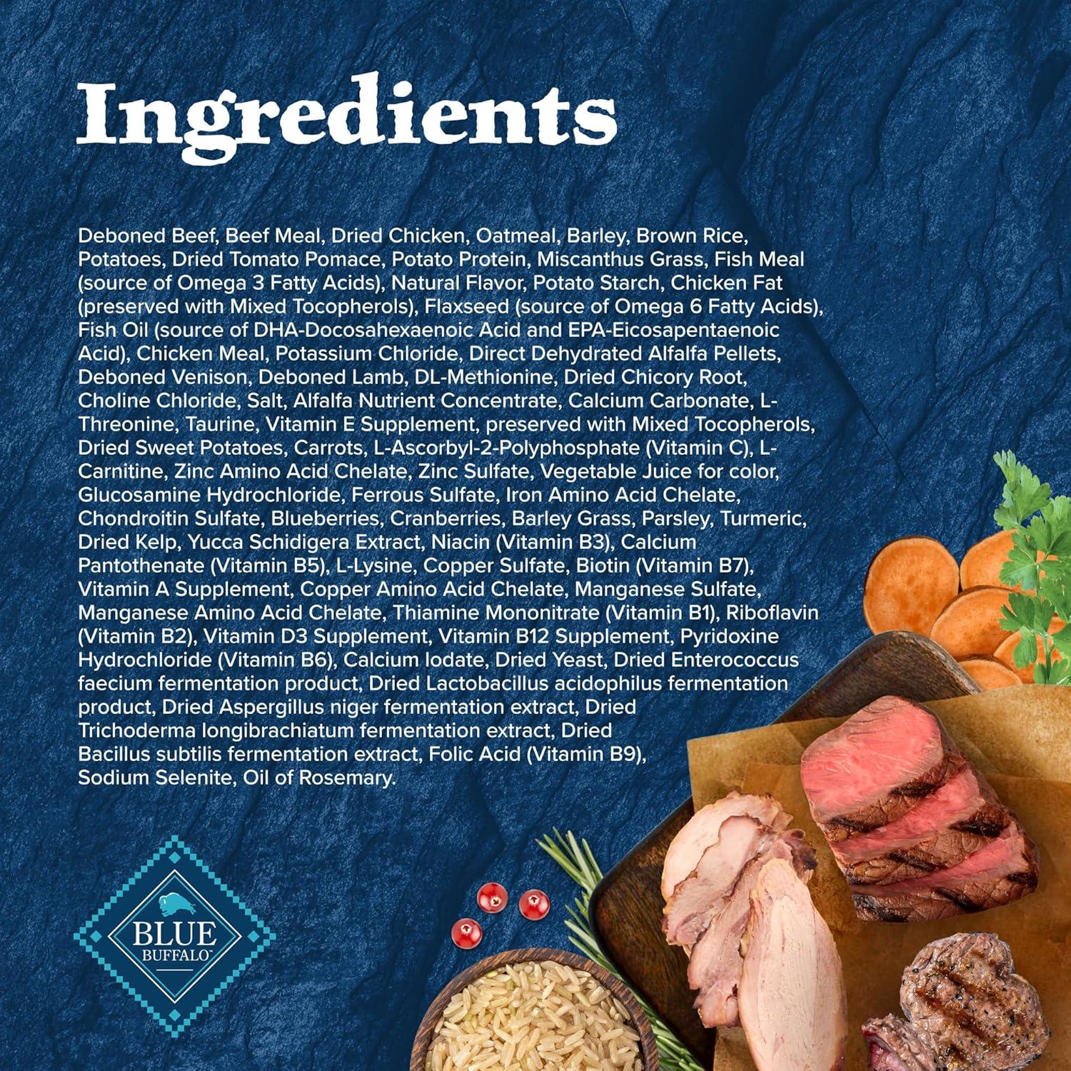 imageBlue Buffalo Wilderness Rocky Mountain Recipe HighProtein Senior Dry Dog Food Made in The USA with Natural Ingredients Plus Wholesome Grains Red Meat 22lb BagRed Meat with Grain