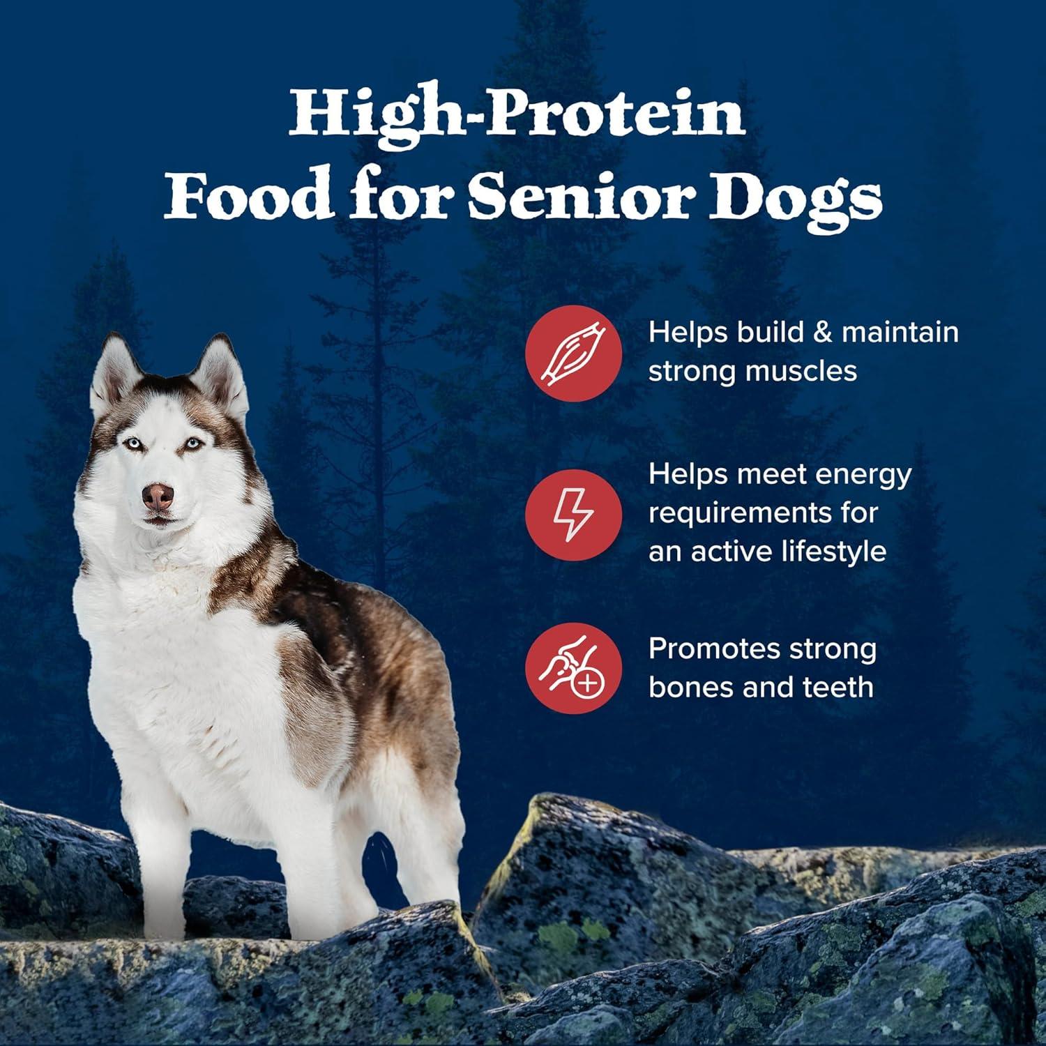imageBlue Buffalo Wilderness Rocky Mountain Recipe HighProtein Senior Dry Dog Food Made in The USA with Natural Ingredients Plus Wholesome Grains Red Meat 22lb BagRed Meat with Grain