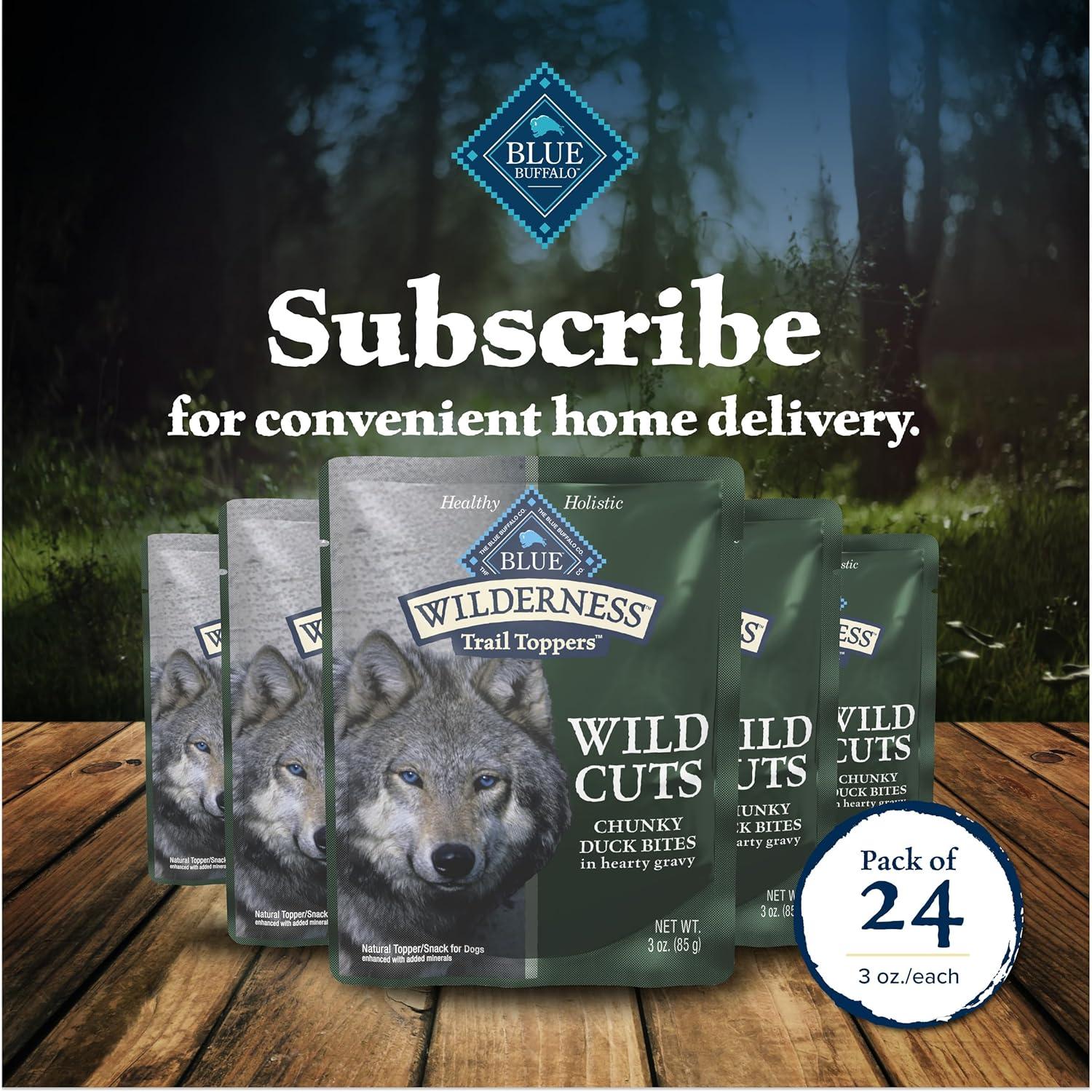 imageBlue Buffalo Wilderness Trail Toppers Wild Cuts Wet Dog Food Variety Pack HighProtein amp GrainFree Made with Natural Ingredients Chicken and Beef Flavors 3oz Pouches 12 Count 6 of EachDuck