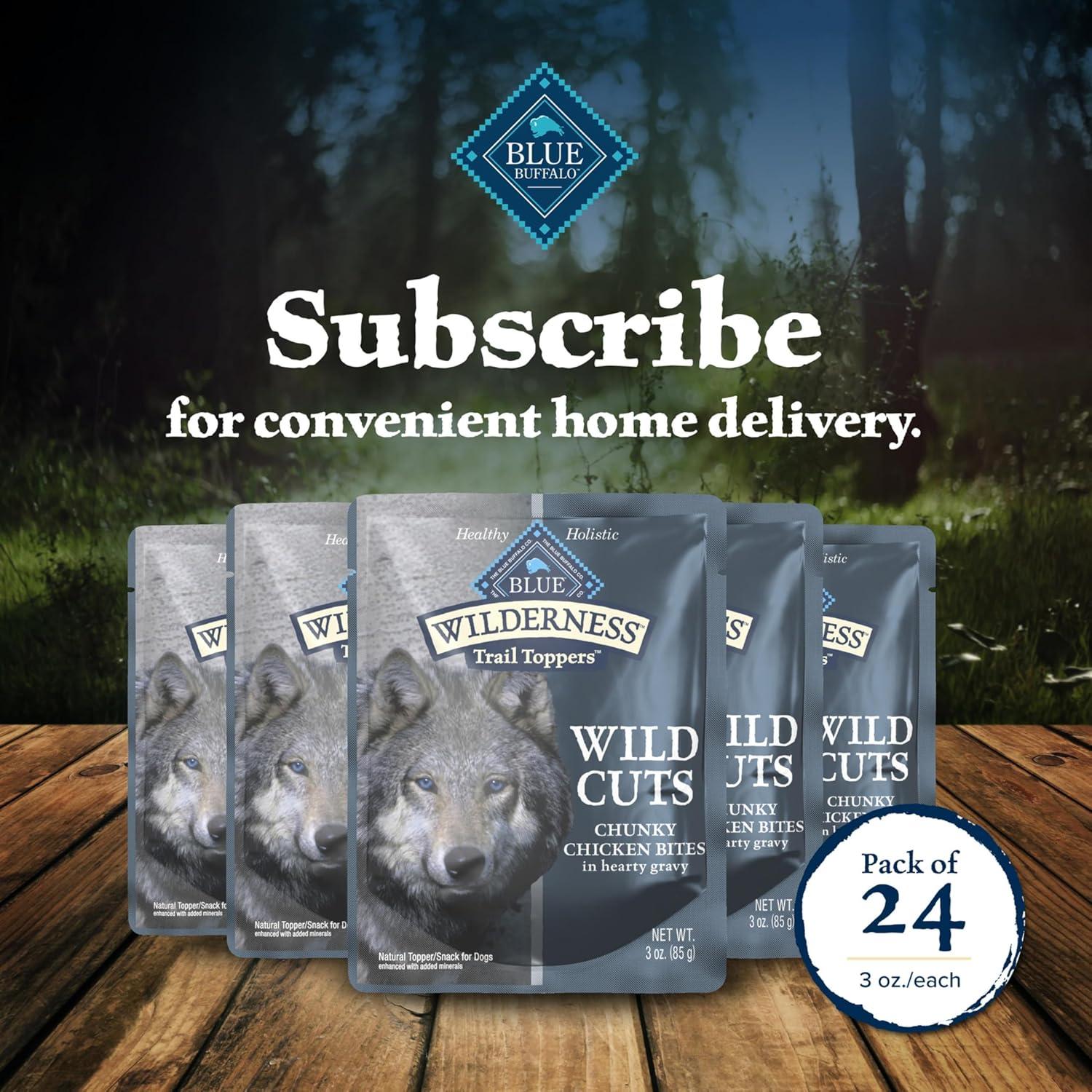 imageBlue Buffalo Wilderness Trail Toppers Wild Cuts Wet Dog Food Variety Pack HighProtein amp GrainFree Made with Natural Ingredients Chicken and Beef Flavors 3oz Pouches 12 Count 6 of EachChicken