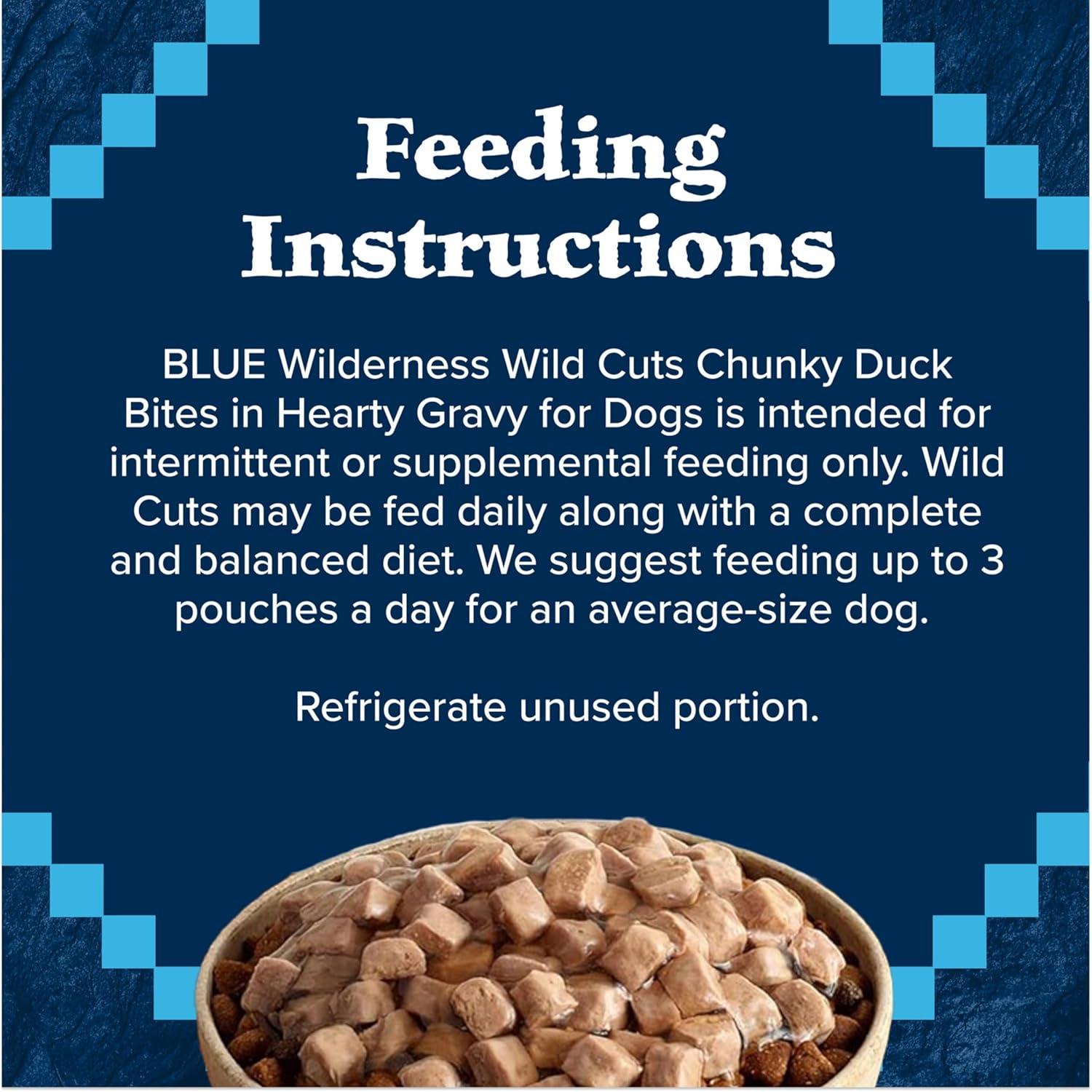 imageBlue Buffalo Wilderness Trail Toppers Wild Cuts Wet Dog Food Variety Pack HighProtein amp GrainFree Made with Natural Ingredients Chicken and Beef Flavors 3oz Pouches 12 Count 6 of EachDuck