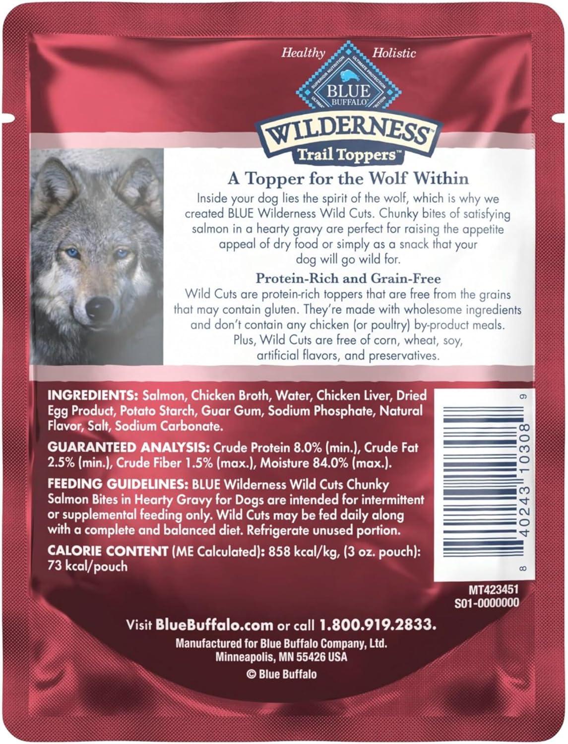 imageBlue Buffalo Wilderness Trail Toppers Wild Cuts Wet Dog Food Variety Pack HighProtein amp GrainFree Made with Natural Ingredients Chicken and Beef Flavors 3oz Pouches 12 Count 6 of EachSalmon