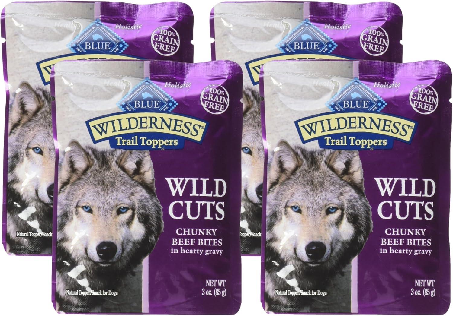 imageBlue Buffalo Wilderness Trail Toppers Wild Cuts Wet Dog Food Variety Pack HighProtein amp GrainFree Made with Natural Ingredients Chicken and Beef Flavors 3oz Pouches 12 Count 6 of EachBeef
