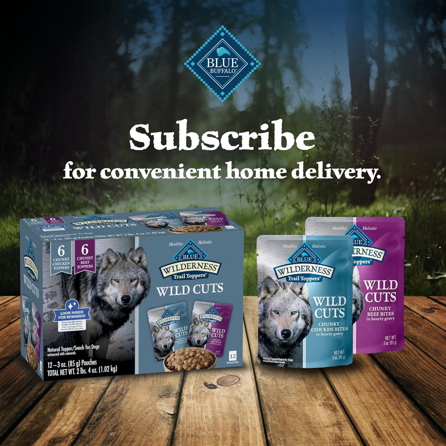 imageBlue Buffalo Wilderness Trail Toppers Wild Cuts Wet Dog Food Variety Pack HighProtein amp GrainFree Made with Natural Ingredients Chicken and Beef Flavors 3oz Pouches 12 Count 6 of EachBeef Chicken