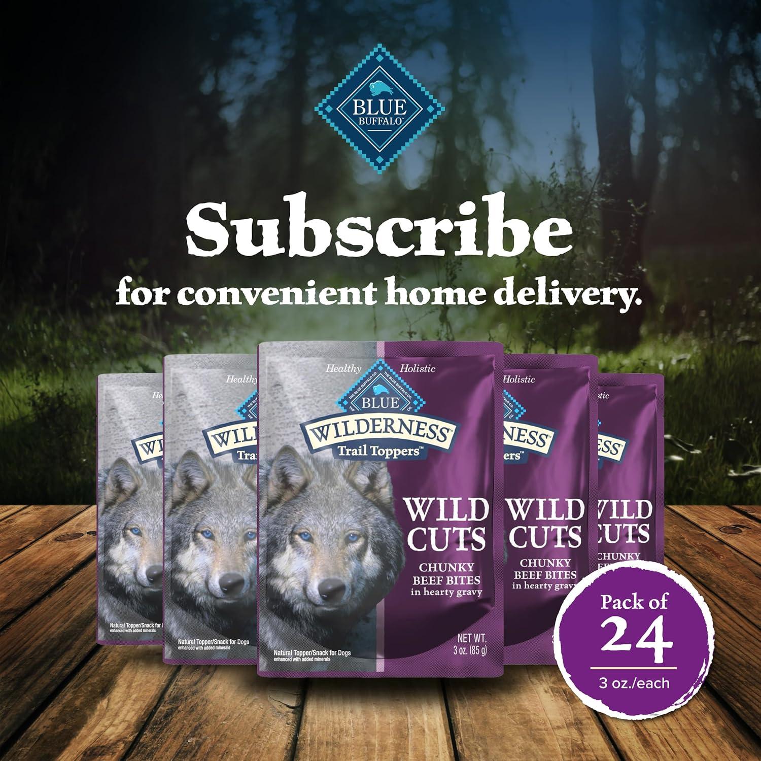 imageBlue Buffalo Wilderness Trail Toppers Wild Cuts Wet Dog Food Variety Pack HighProtein amp GrainFree Made with Natural Ingredients Chicken and Beef Flavors 3oz Pouches 12 Count 6 of EachBeef